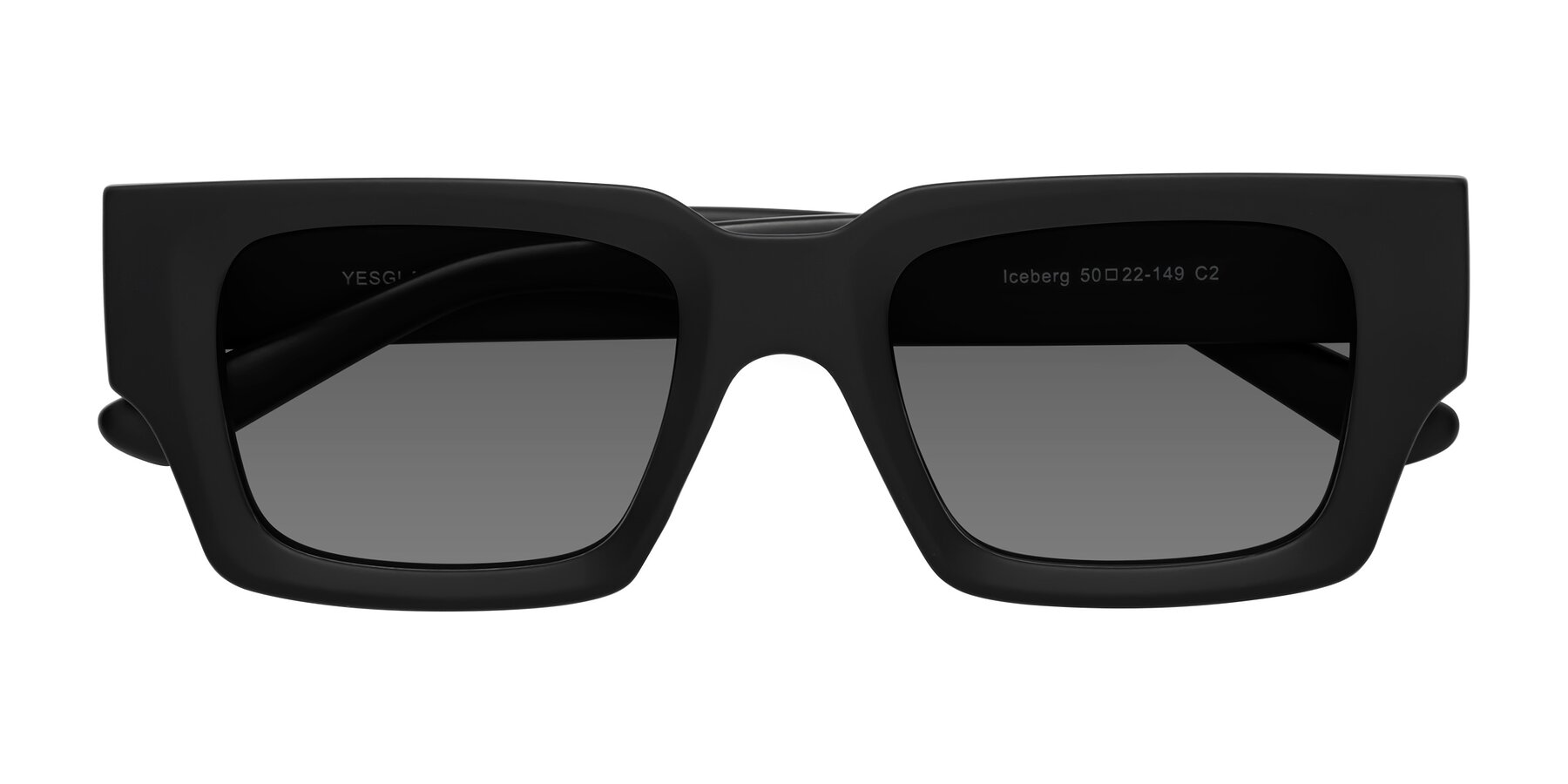 Folded Front of Iceberg in Matte Black with Medium Gray Tinted Lenses