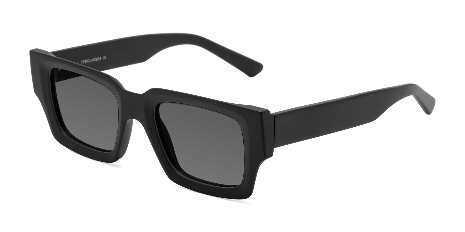 Angle of Iceberg in Matte Black with Medium Gray Tinted Lenses