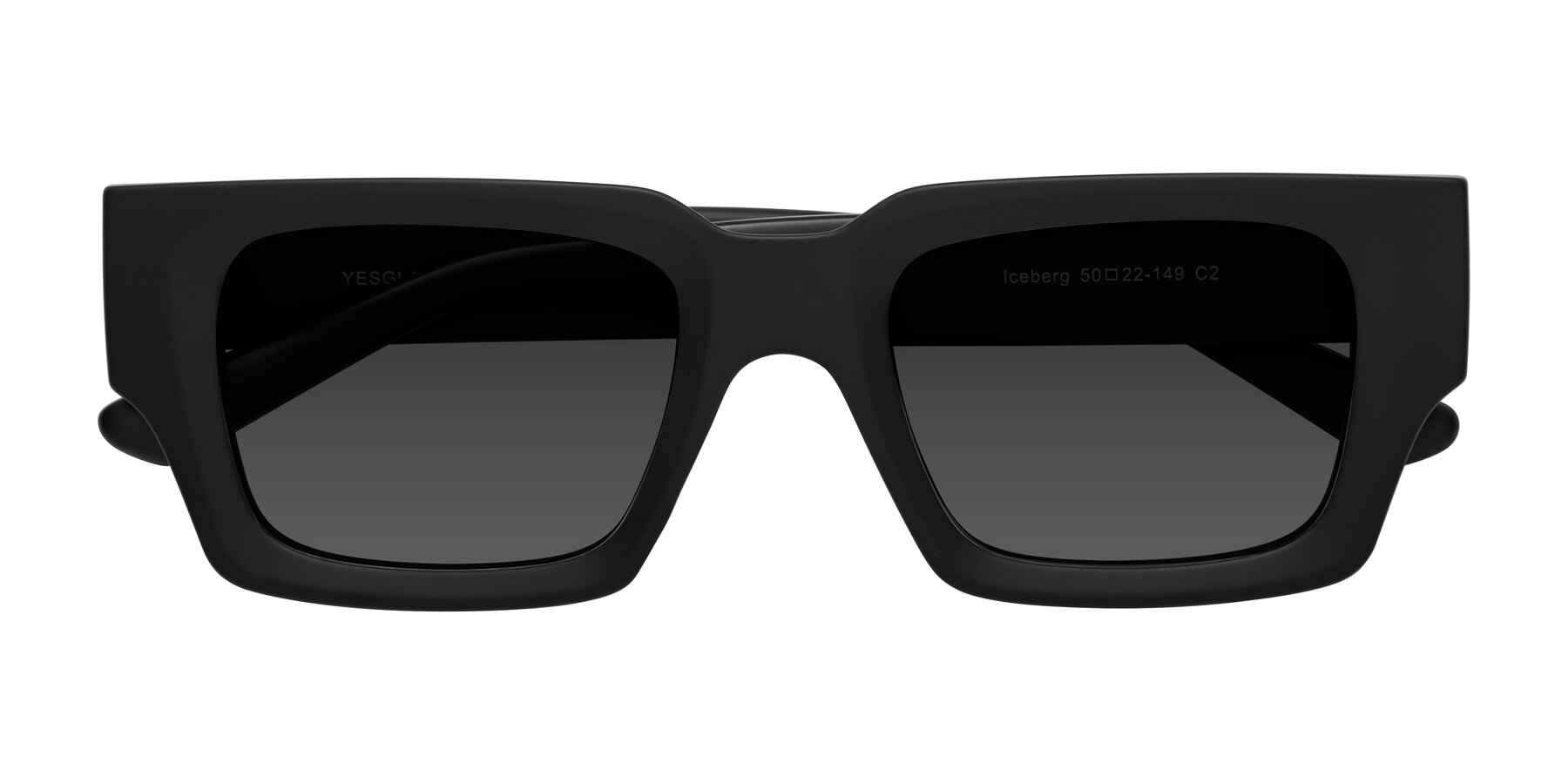 Folded Front of Iceberg in Matte Black with Gray Tinted Lenses