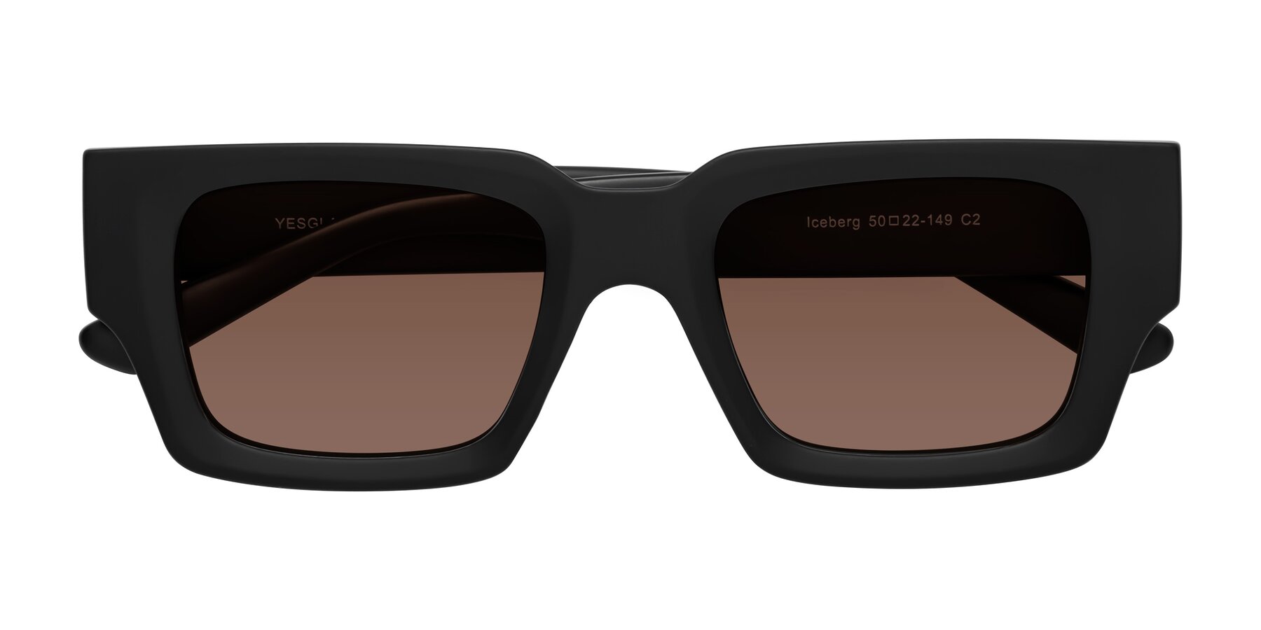 Folded Front of Iceberg in Matte Black with Brown Tinted Lenses