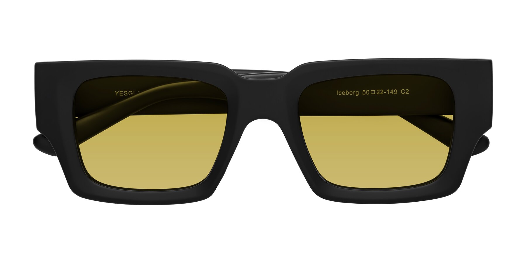 Folded Front of Iceberg in Matte Black with Champagne Tinted Lenses