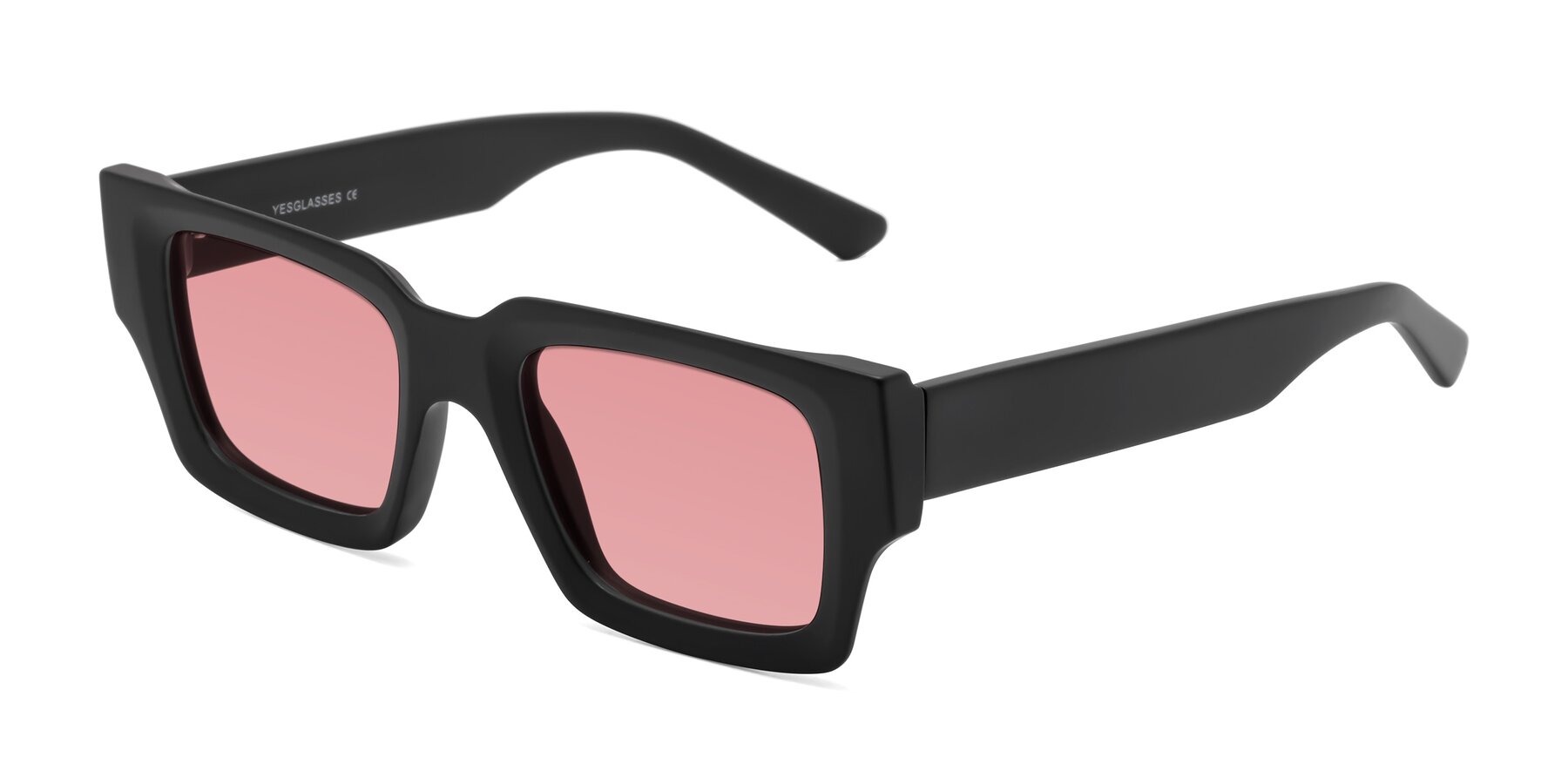 Angle of Iceberg in Matte Black with Medium Garnet Tinted Lenses