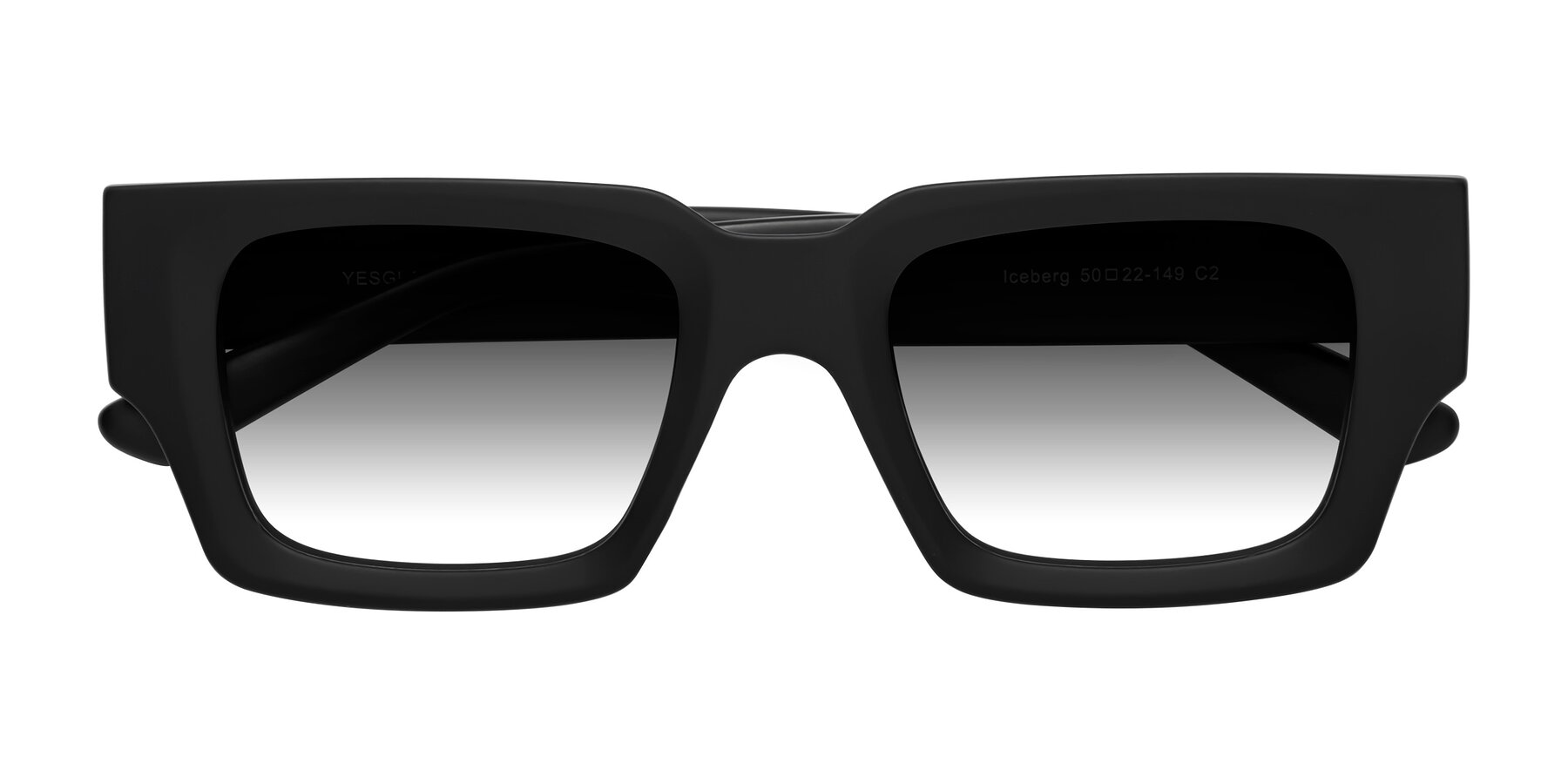 Folded Front of Iceberg in Matte Black with Gray Gradient Lenses