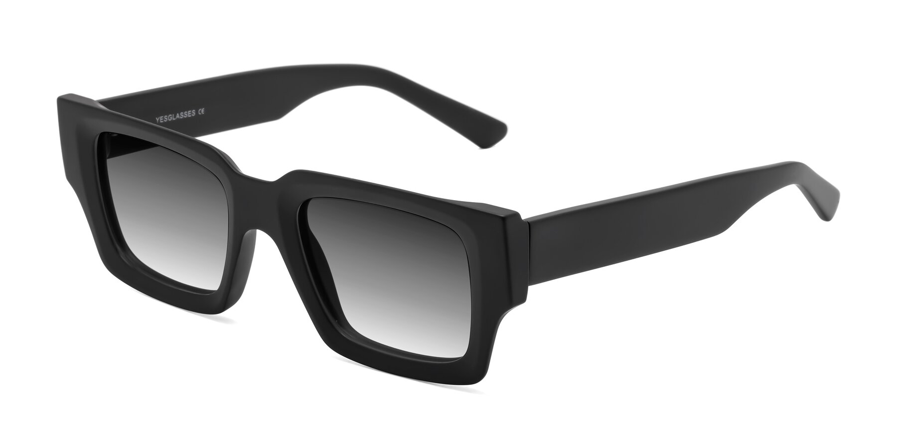 Angle of Iceberg in Matte Black with Gray Gradient Lenses