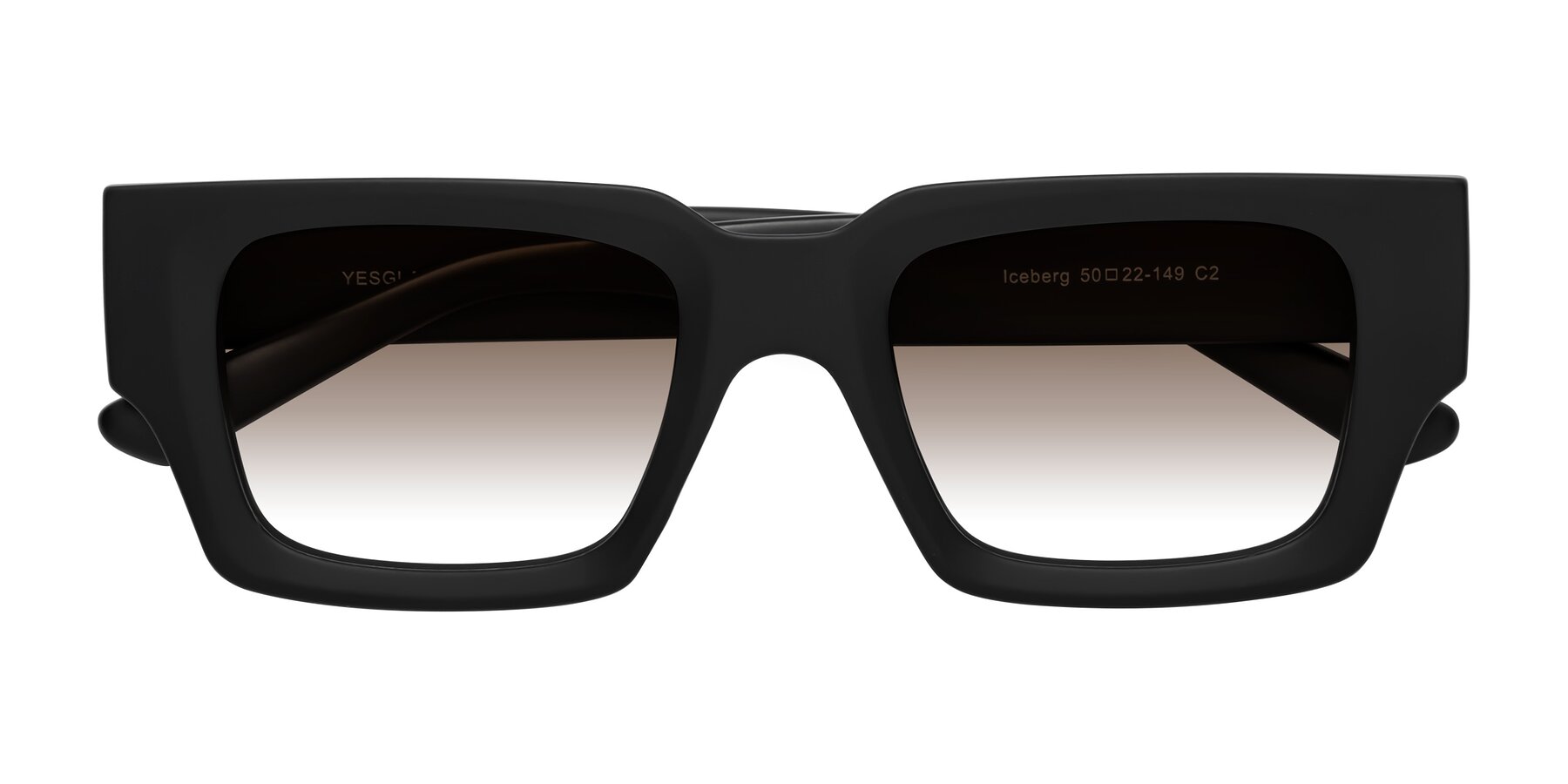 Folded Front of Iceberg in Matte Black with Brown Gradient Lenses