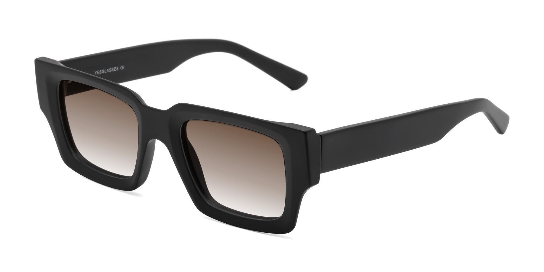 Angle of Iceberg in Matte Black with Brown Gradient Lenses