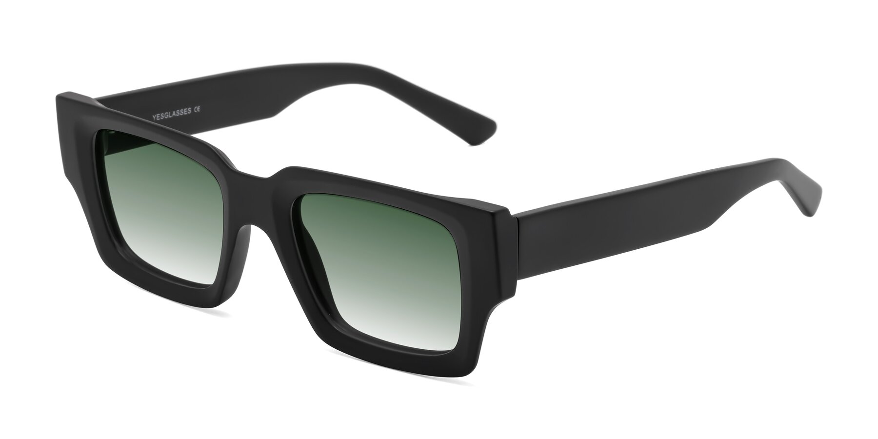 Angle of Iceberg in Matte Black with Green Gradient Lenses