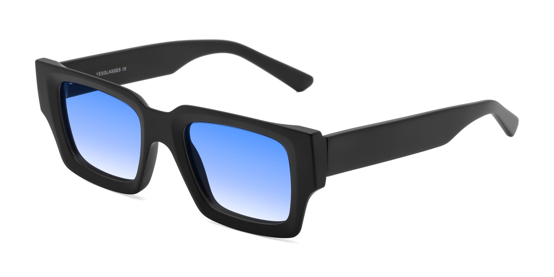 Angle of Iceberg in Matte Black with Blue Gradient Lenses