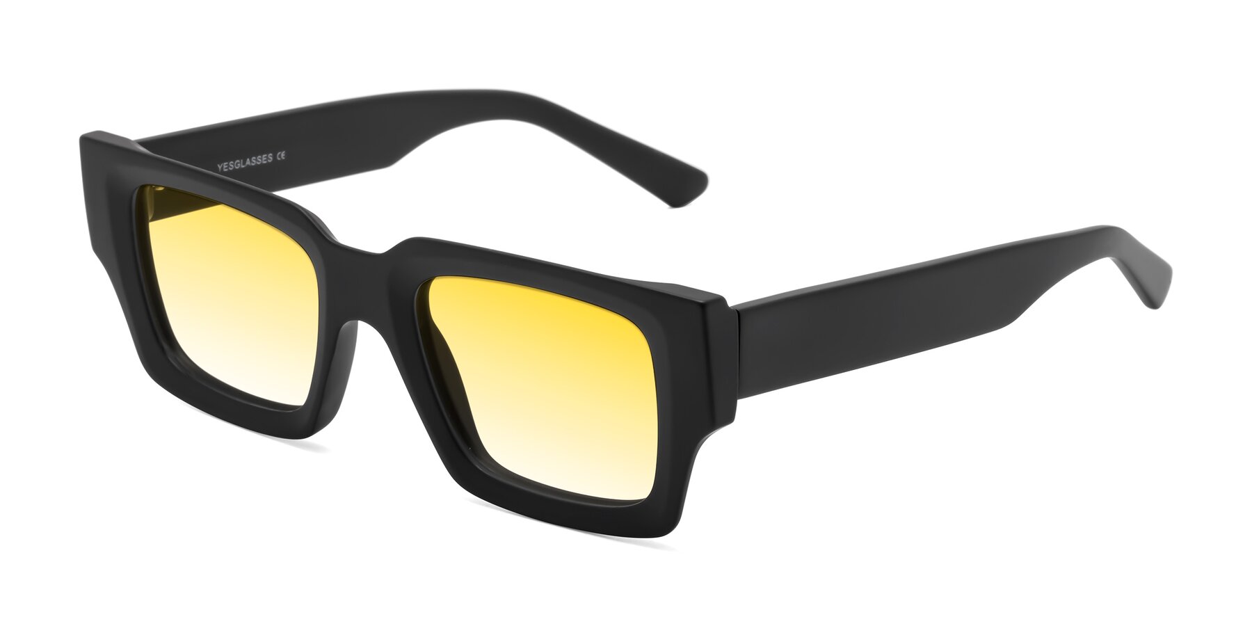 Angle of Iceberg in Matte Black with Yellow Gradient Lenses