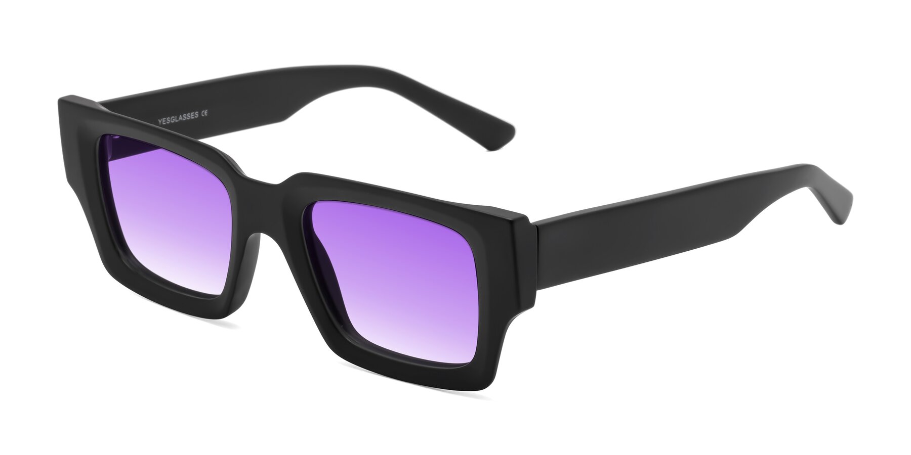 Angle of Iceberg in Matte Black with Purple Gradient Lenses