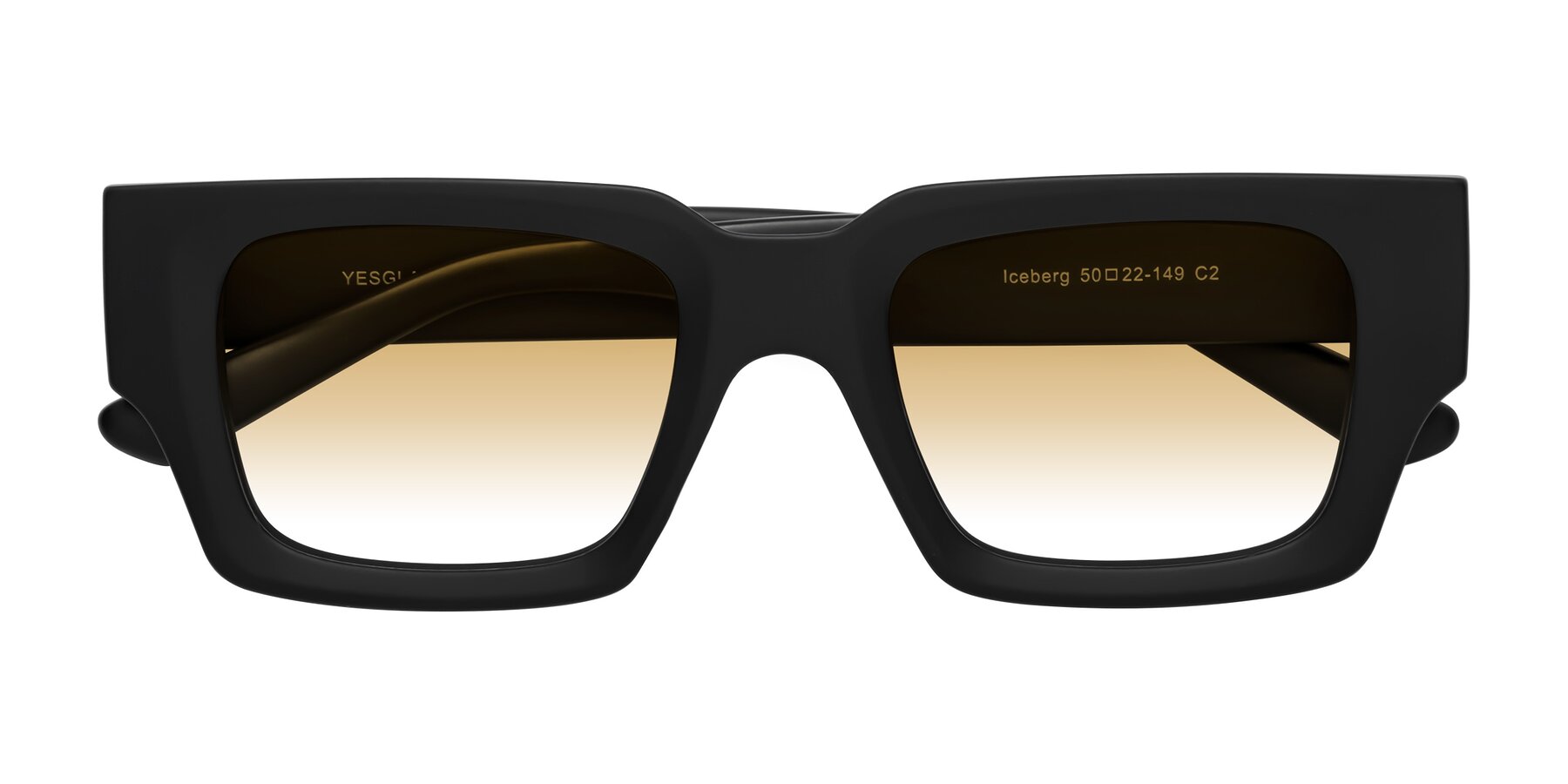 Folded Front of Iceberg in Matte Black with Champagne Gradient Lenses