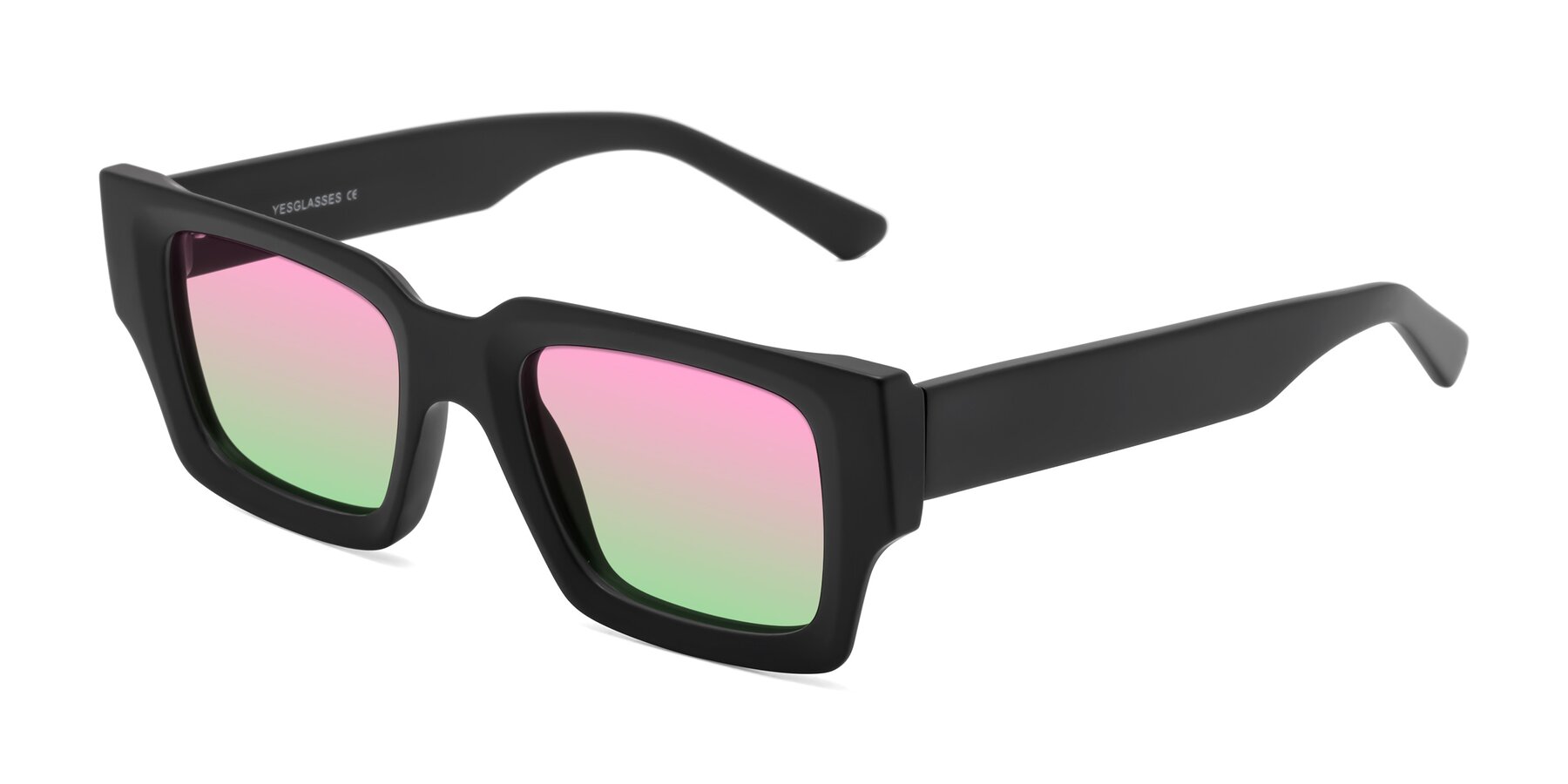 Angle of Iceberg in Matte Black with Pink / Green Gradient Lenses