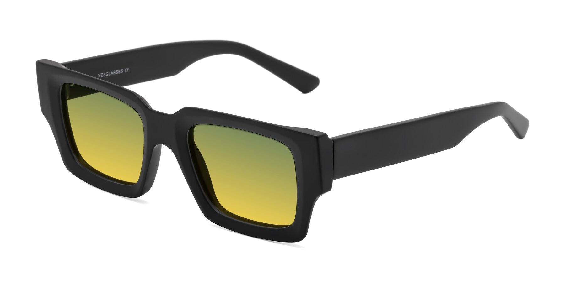 Angle of Iceberg in Matte Black with Green / Yellow Gradient Lenses