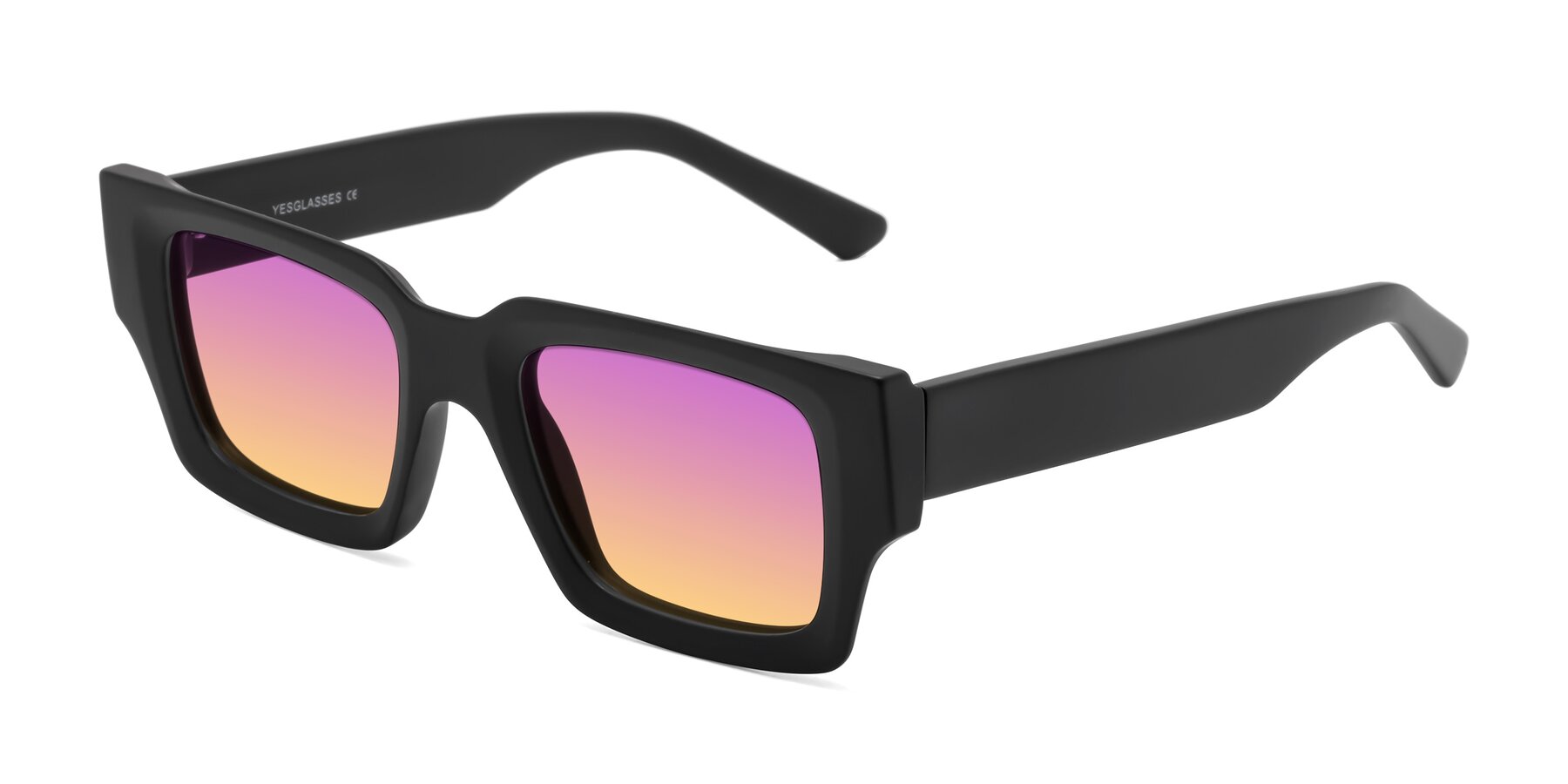 Angle of Iceberg in Matte Black with Purple / Yellow Gradient Lenses