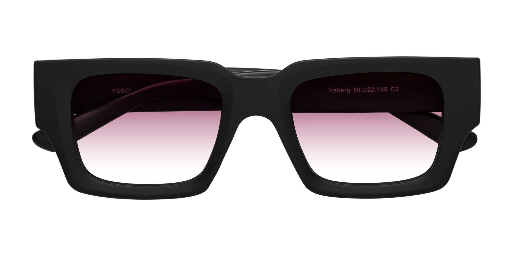 Folded Front of Iceberg in Matte Black with Wine Gradient Lenses