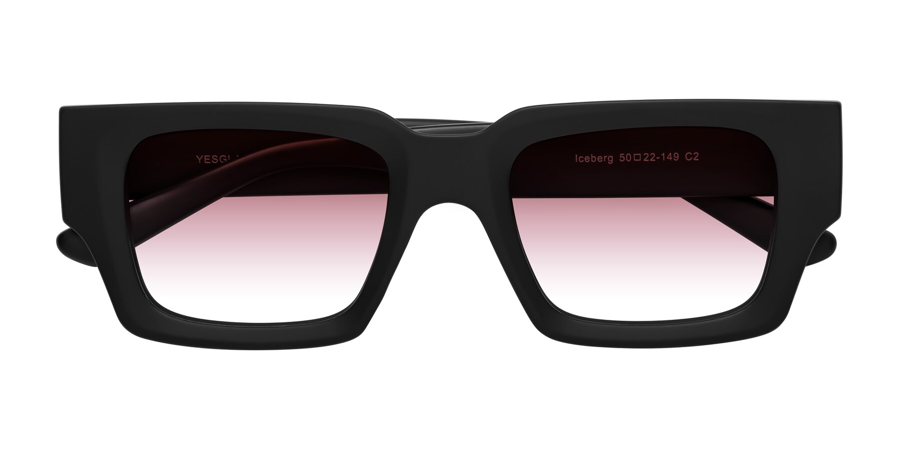 Folded Front of Iceberg in Matte Black with Garnet Gradient Lenses