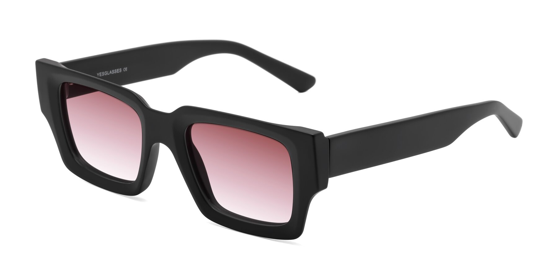 Angle of Iceberg in Matte Black with Garnet Gradient Lenses