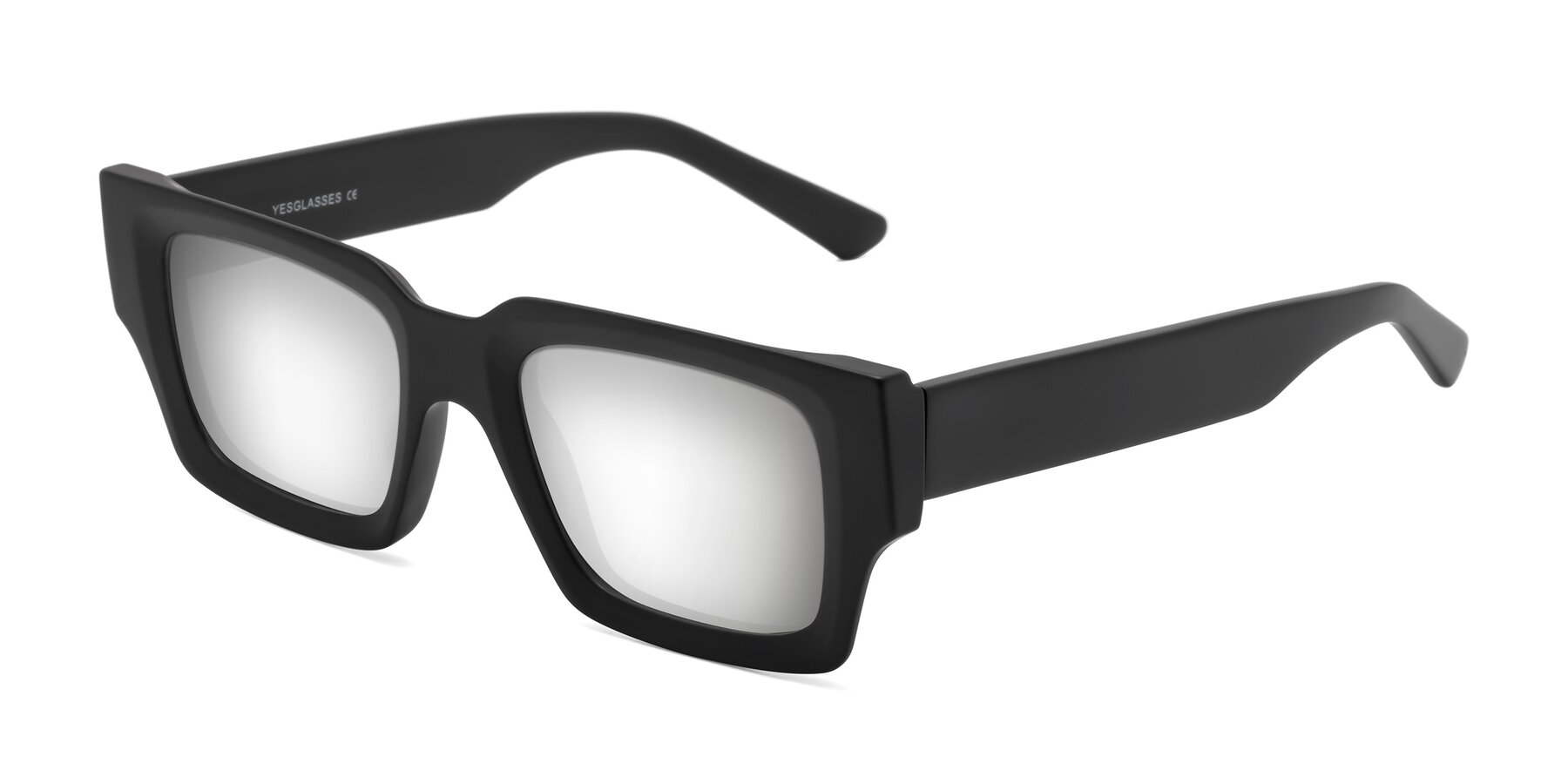 Angle of Iceberg in Matte Black with Silver Mirrored Lenses