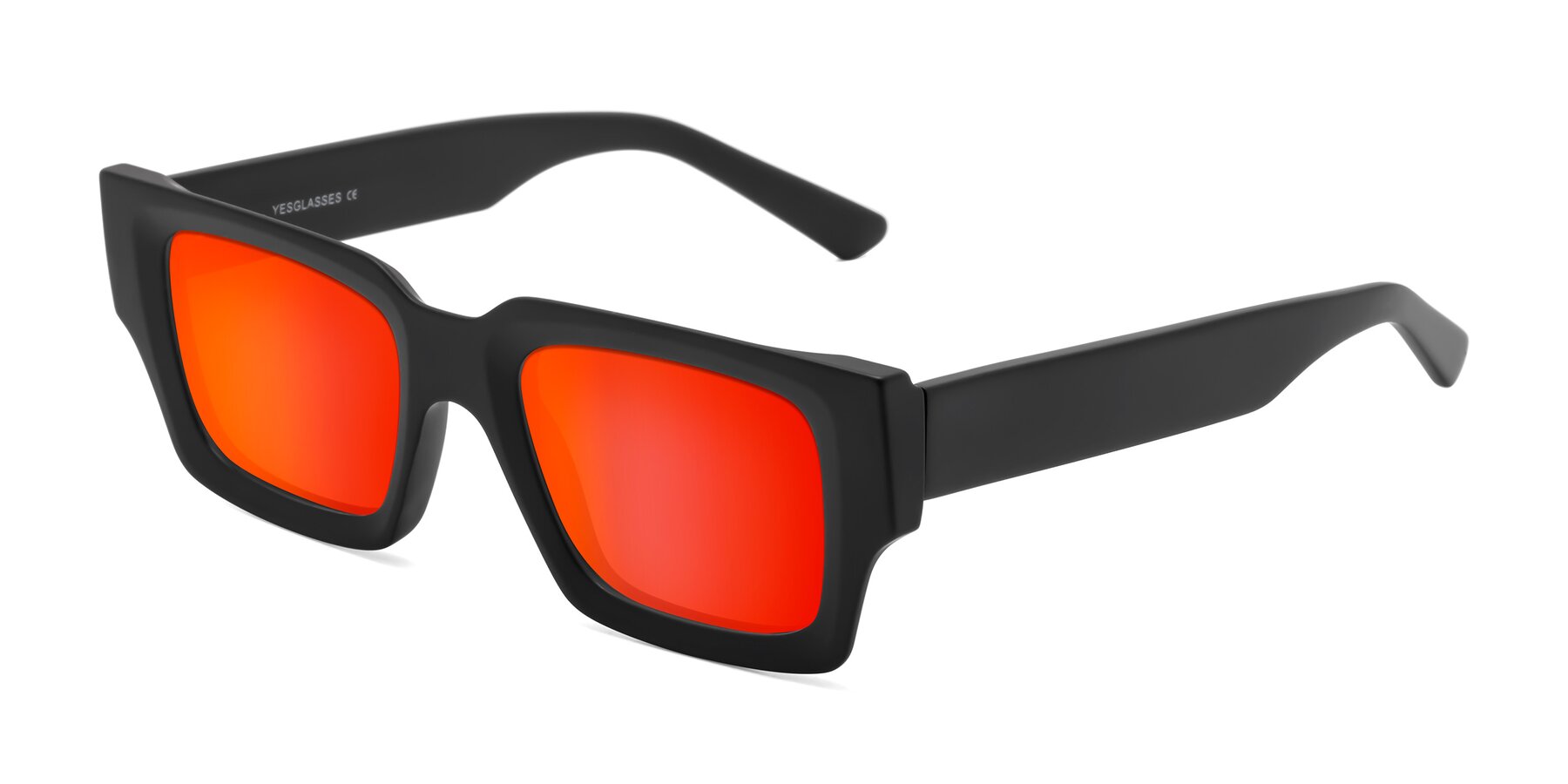 Angle of Iceberg in Matte Black with Red Gold Mirrored Lenses