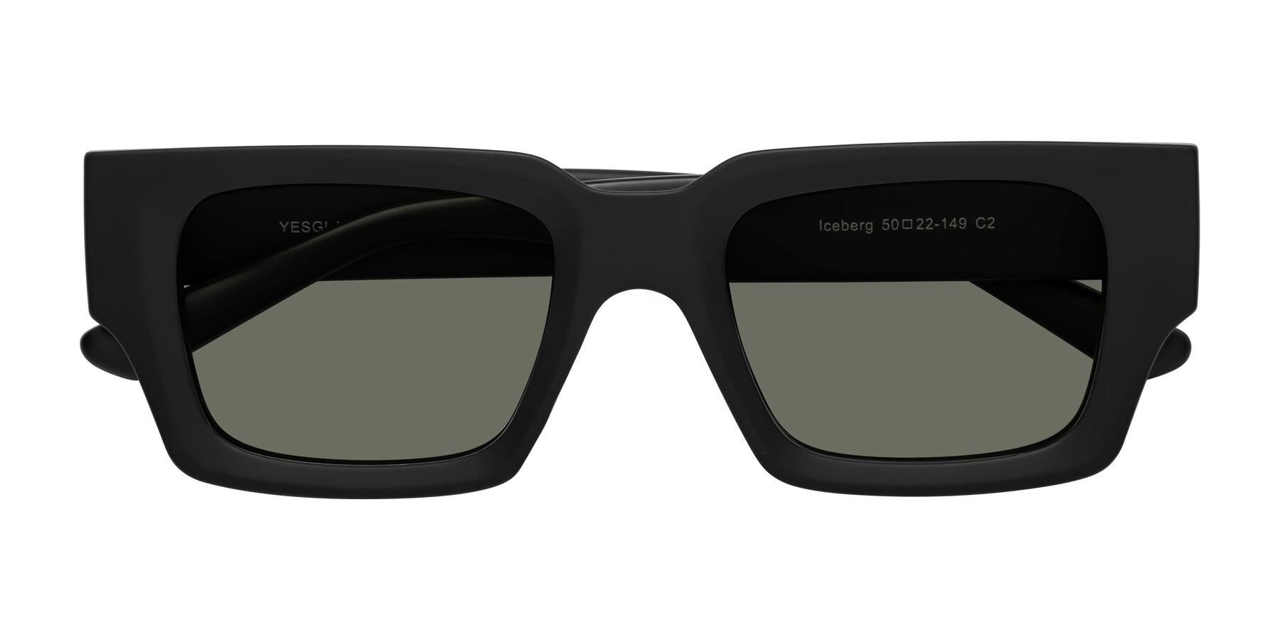 Folded Front of Iceberg in Matte Black with Gray Polarized Lenses