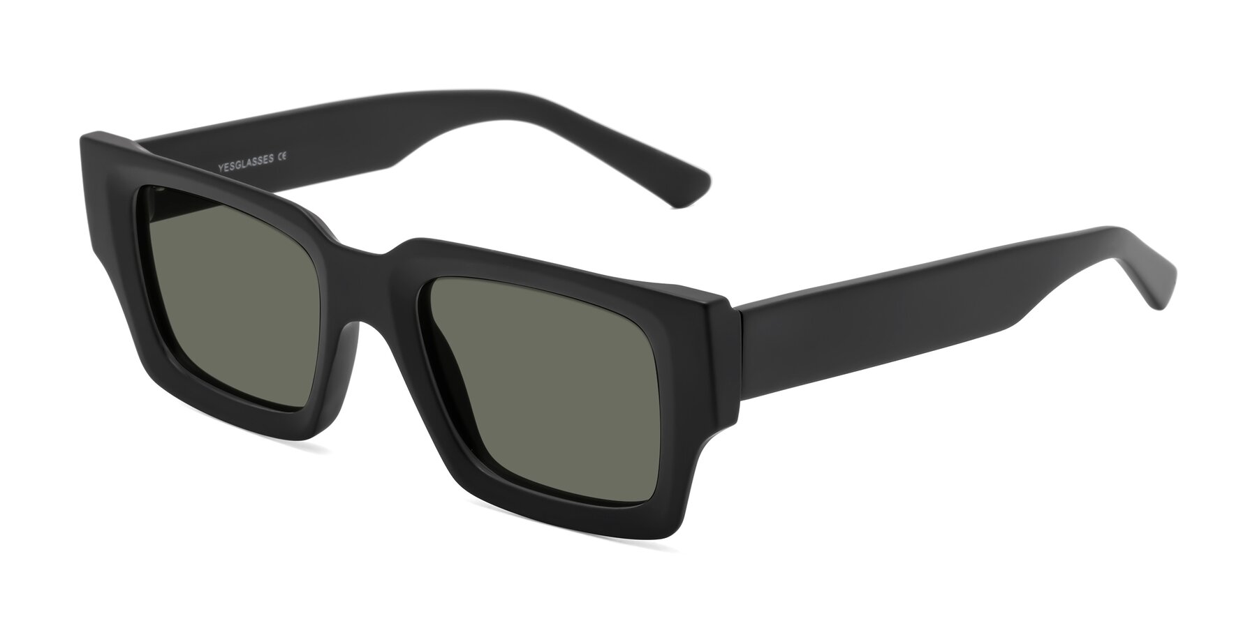 Angle of Iceberg in Matte Black with Gray Polarized Lenses