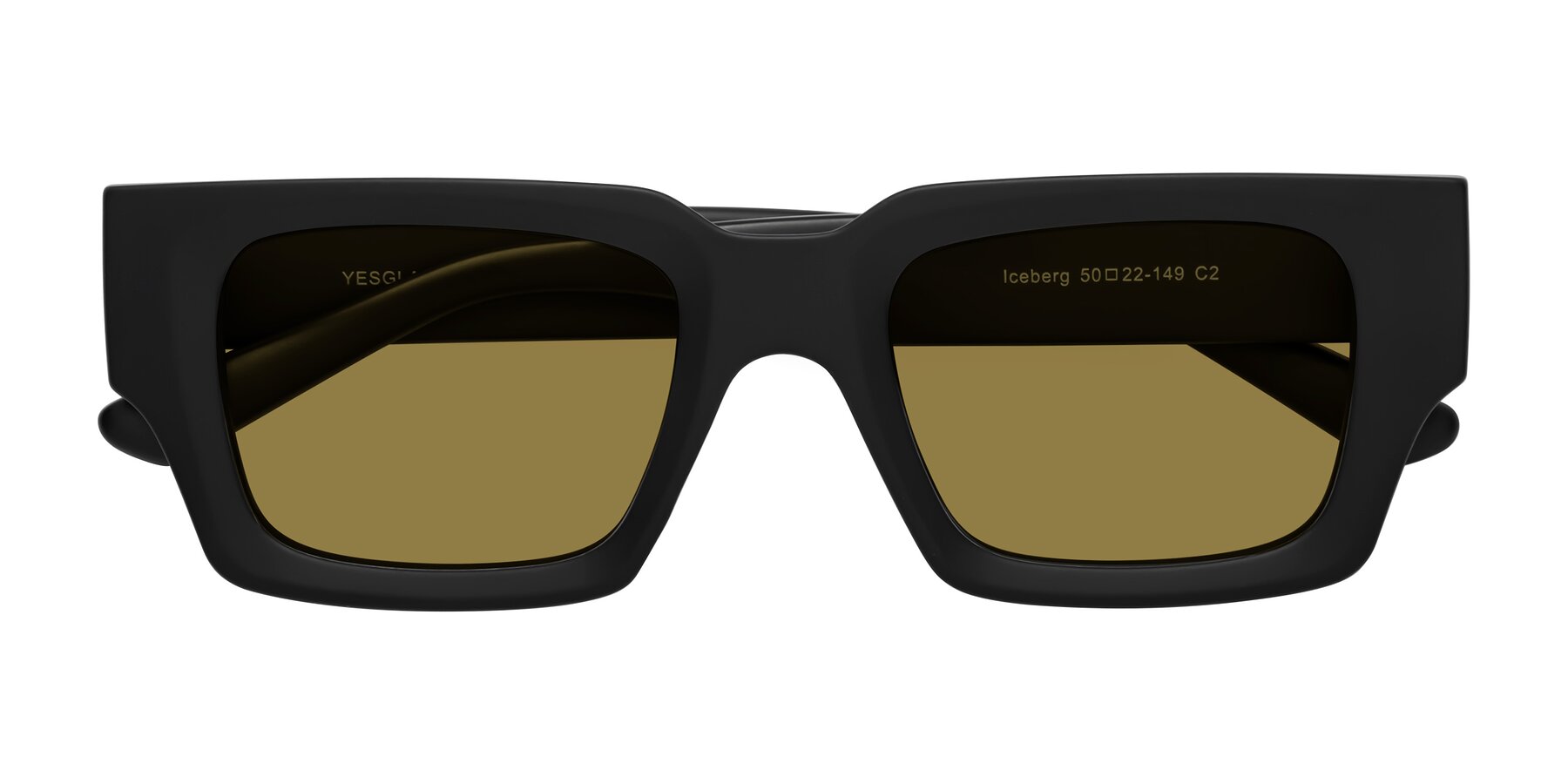 Folded Front of Iceberg in Matte Black with Brown Polarized Lenses