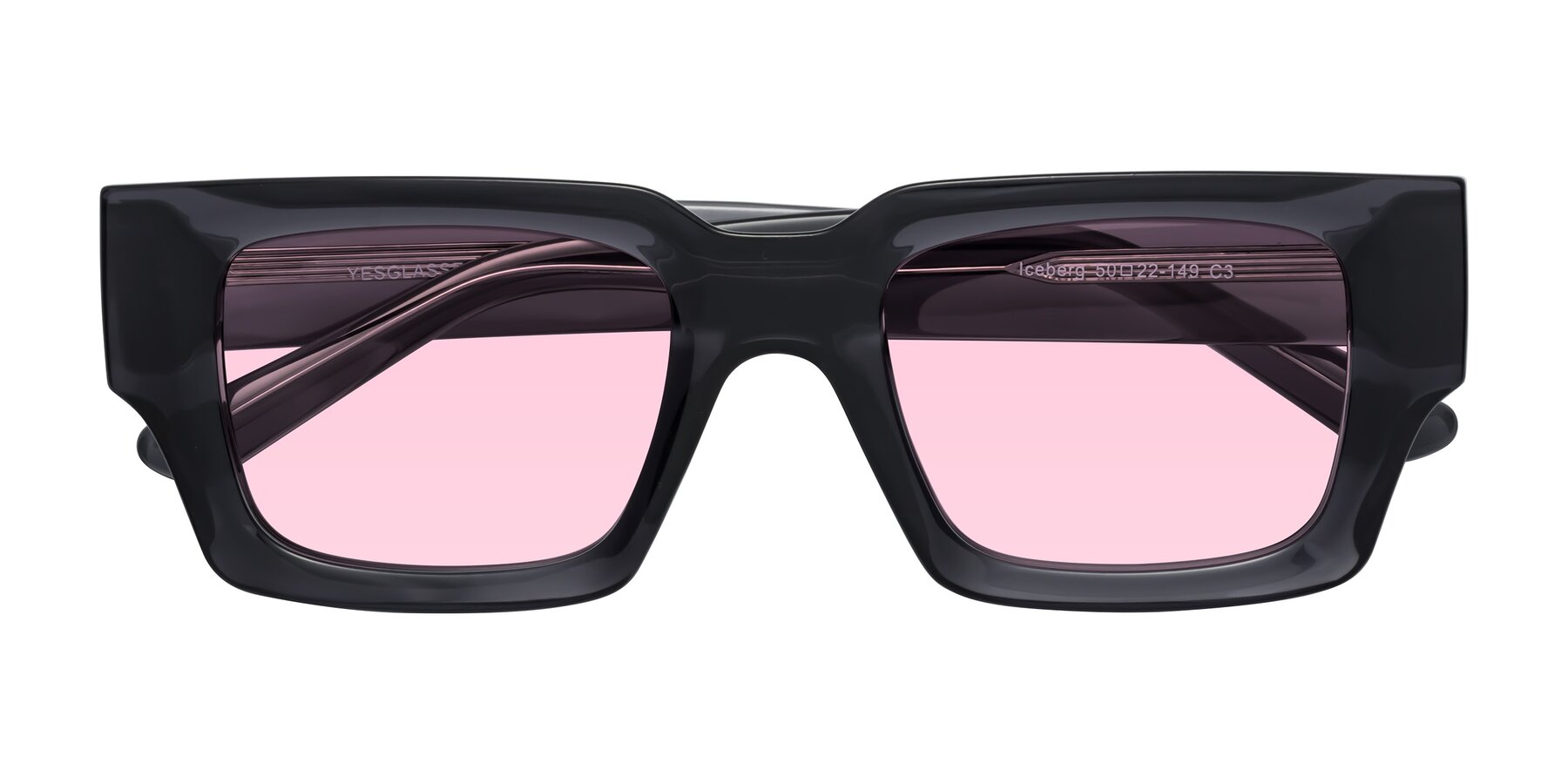 Folded Front of Iceberg in Dark Gray with Light Pink Tinted Lenses