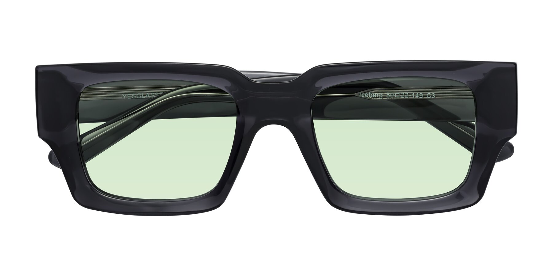 Folded Front of Iceberg in Dark Gray with Light Green Tinted Lenses