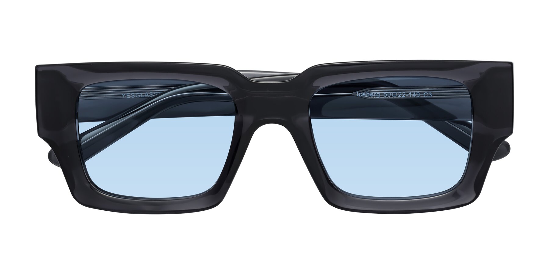 Folded Front of Iceberg in Dark Gray with Light Blue Tinted Lenses