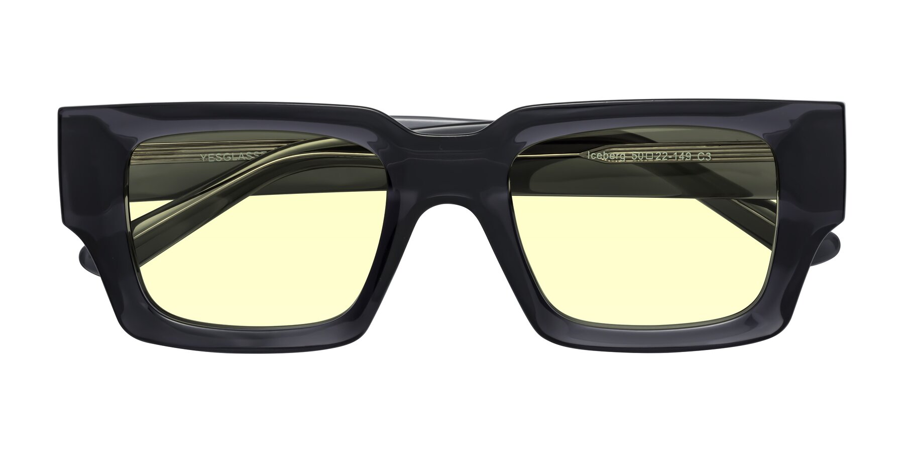 Folded Front of Iceberg in Dark Gray with Light Yellow Tinted Lenses