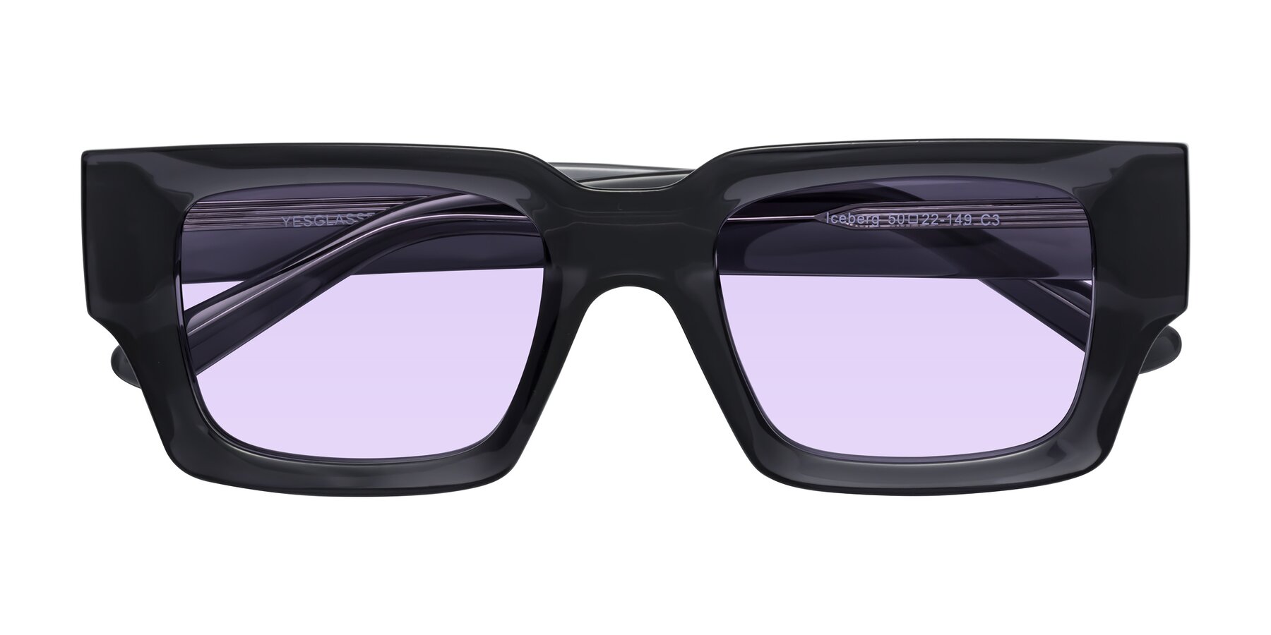 Folded Front of Iceberg in Dark Gray with Light Purple Tinted Lenses