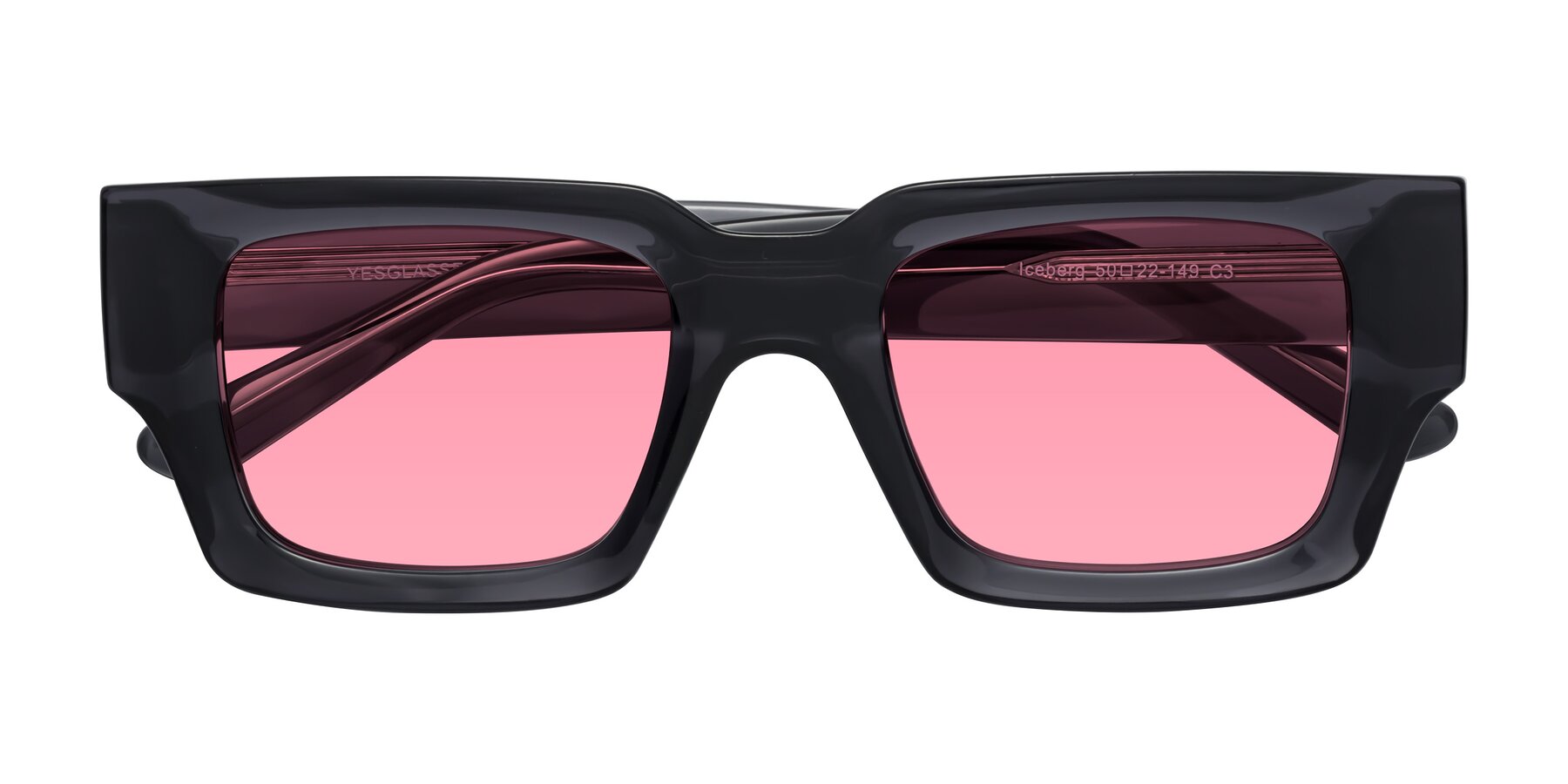 Folded Front of Iceberg in Dark Gray with Pink Tinted Lenses