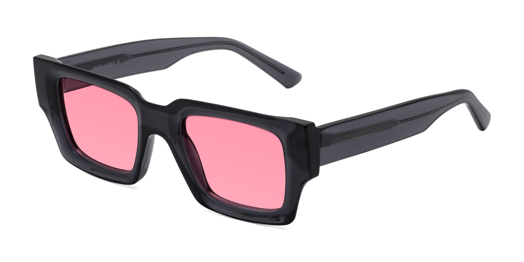 Angle of Iceberg in Dark Gray with Pink Tinted Lenses