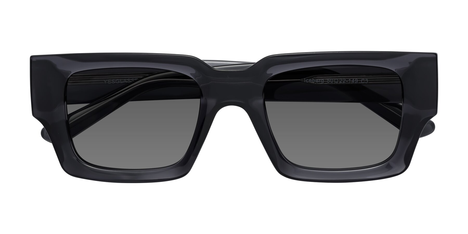 Folded Front of Iceberg in Dark Gray with Medium Gray Tinted Lenses