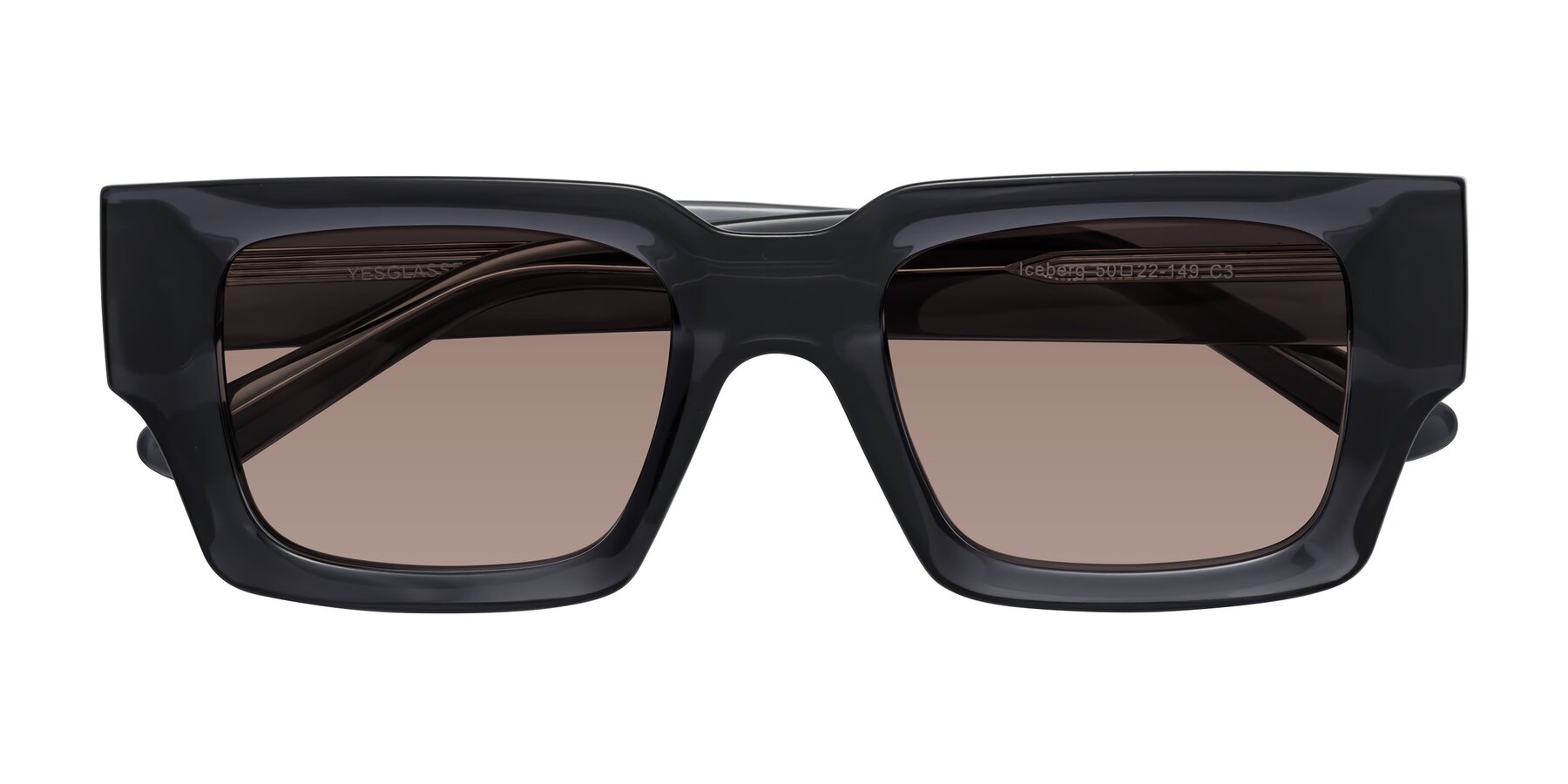 Folded Front of Iceberg in Dark Gray with Medium Brown Tinted Lenses