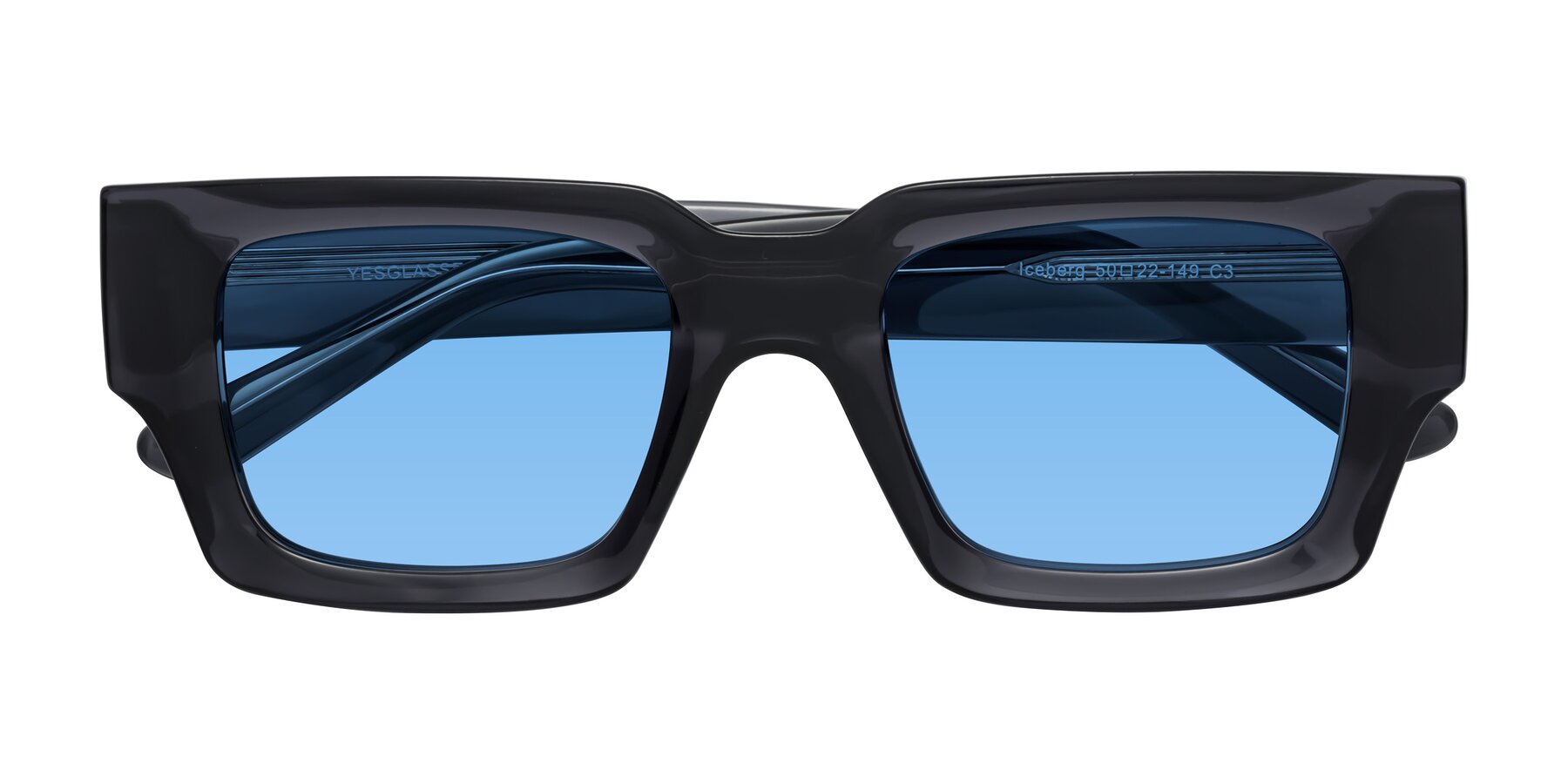 Folded Front of Iceberg in Dark Gray with Medium Blue Tinted Lenses