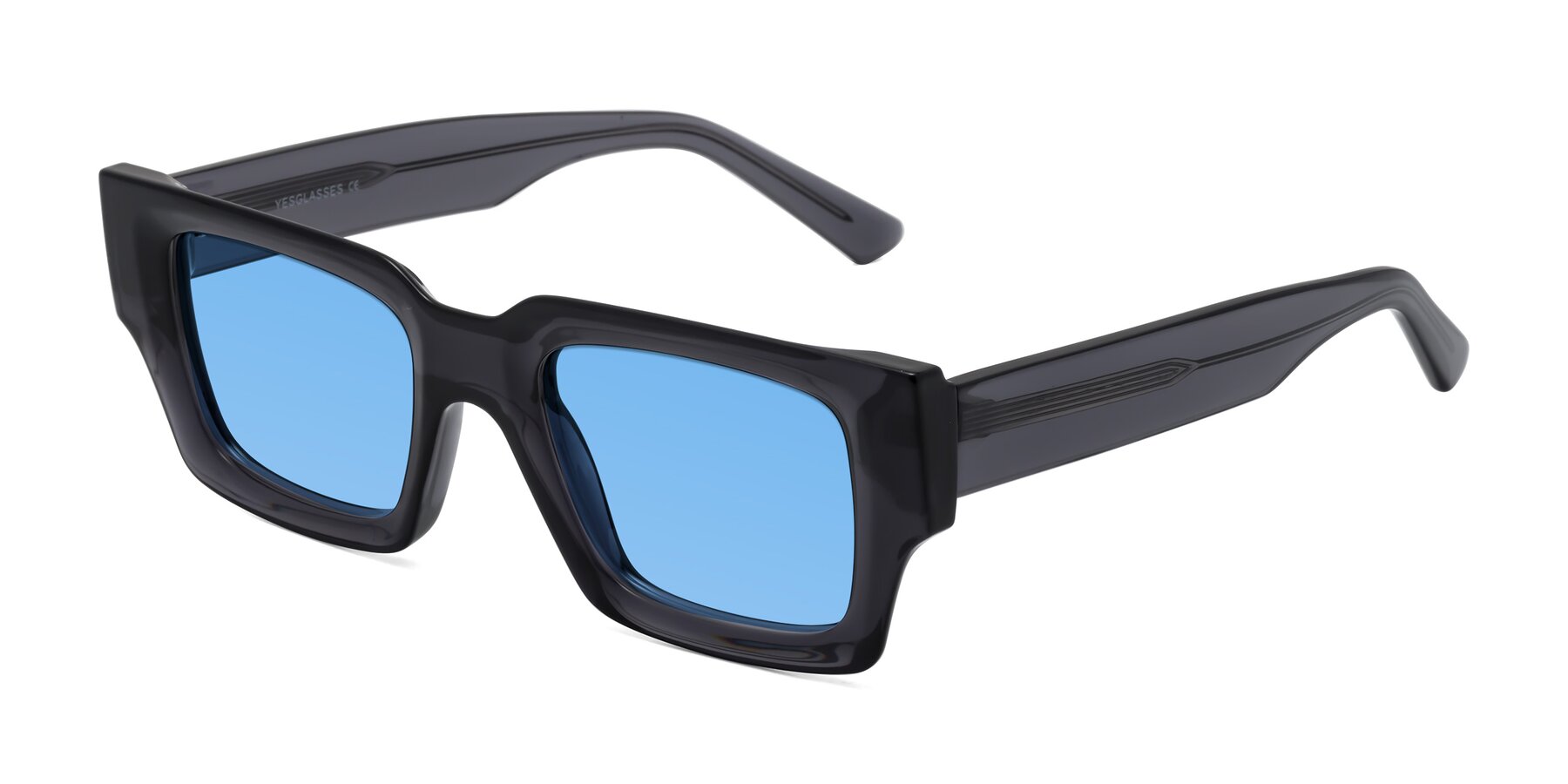 Angle of Iceberg in Dark Gray with Medium Blue Tinted Lenses