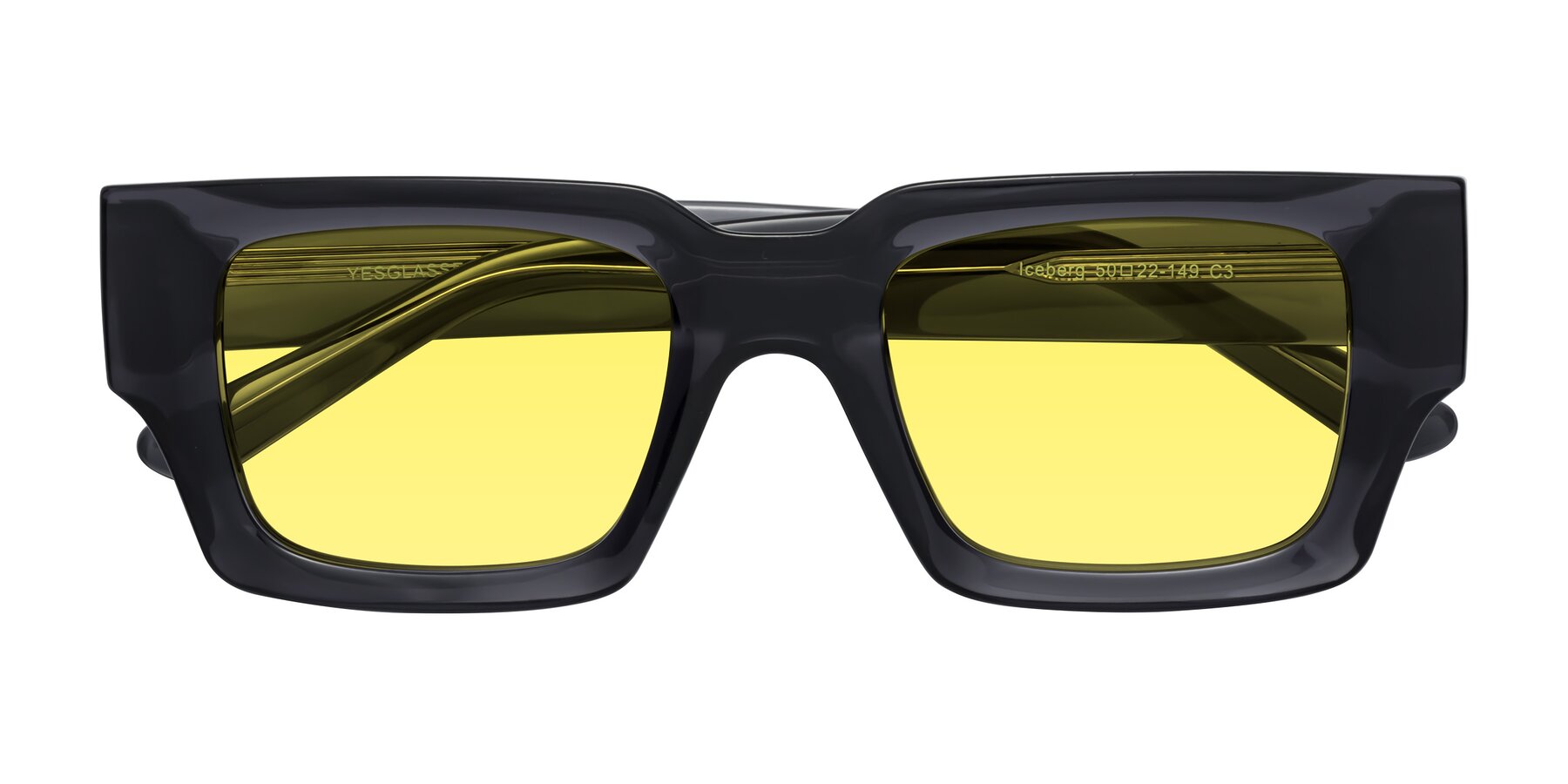 Folded Front of Iceberg in Dark Gray with Medium Yellow Tinted Lenses