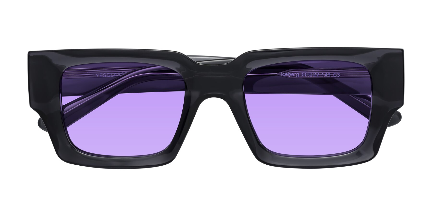 Folded Front of Iceberg in Dark Gray with Medium Purple Tinted Lenses