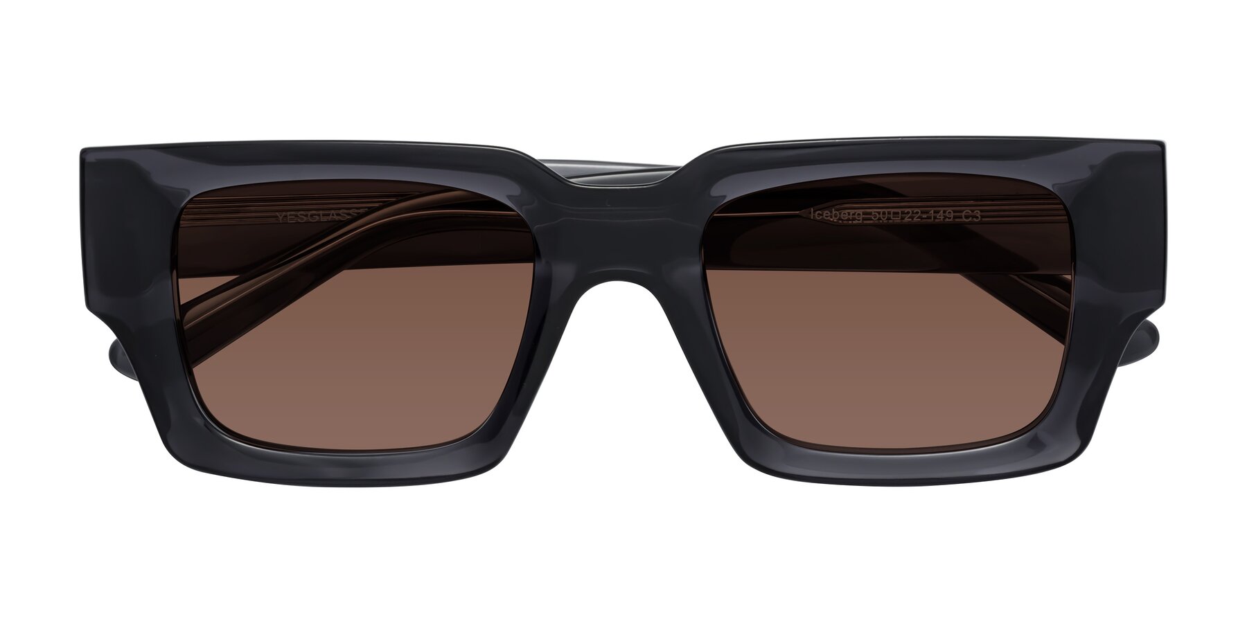 Folded Front of Iceberg in Dark Gray with Brown Tinted Lenses