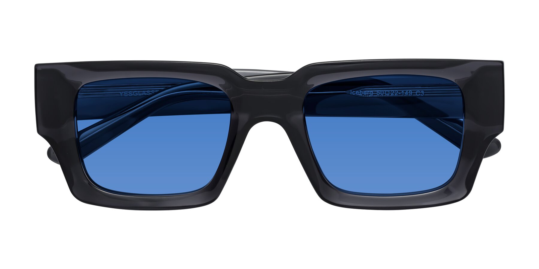 Folded Front of Iceberg in Dark Gray with Blue Tinted Lenses