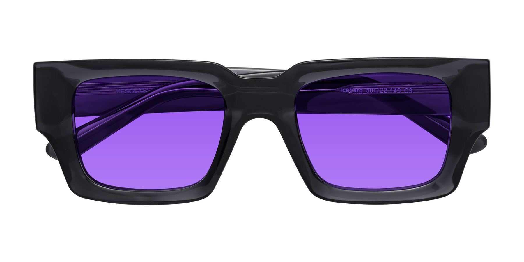 Folded Front of Iceberg in Dark Gray with Purple Tinted Lenses