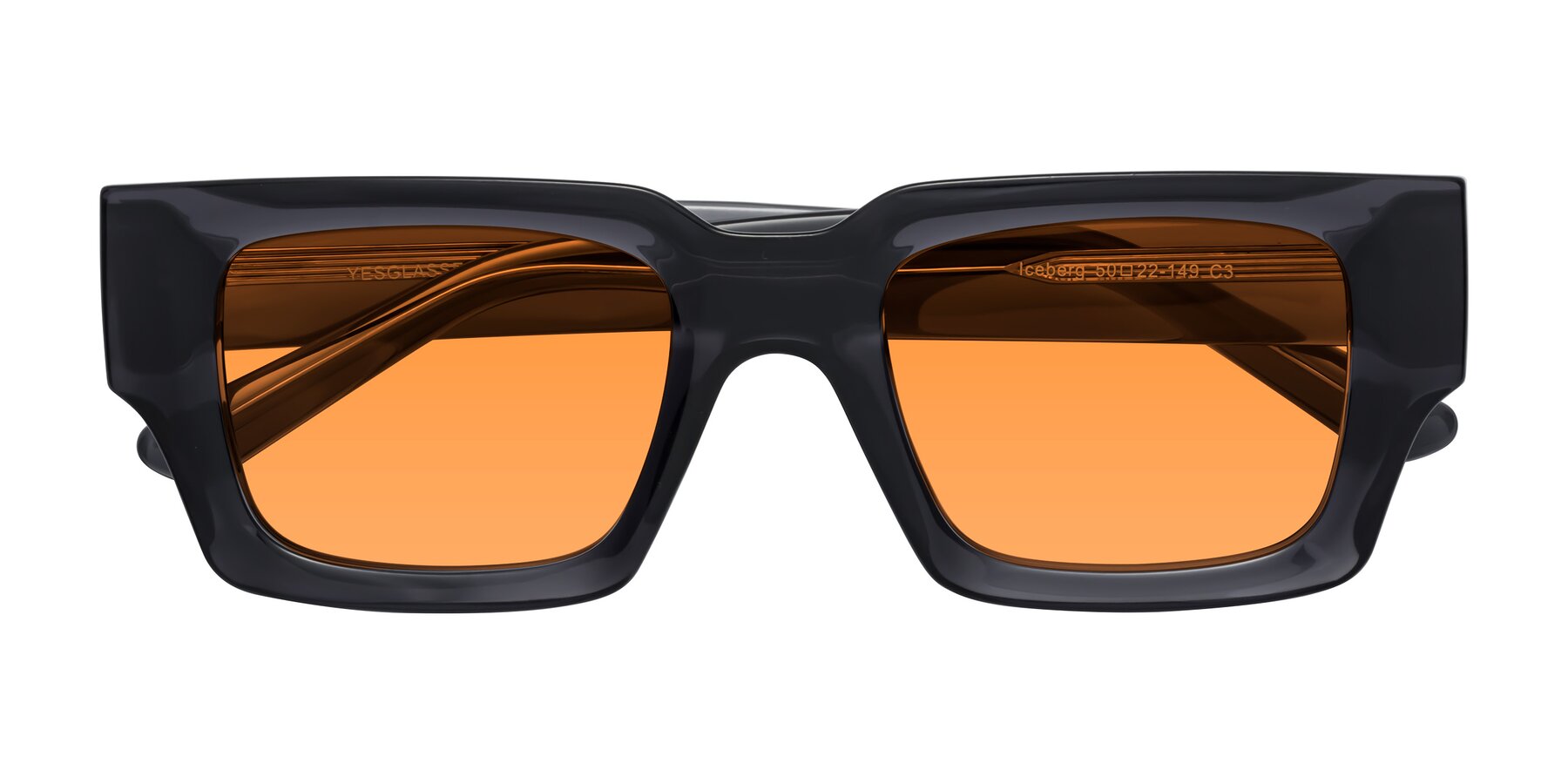 Folded Front of Iceberg in Dark Gray with Orange Tinted Lenses