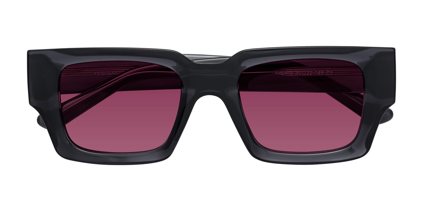 Folded Front of Iceberg in Dark Gray with Wine Tinted Lenses