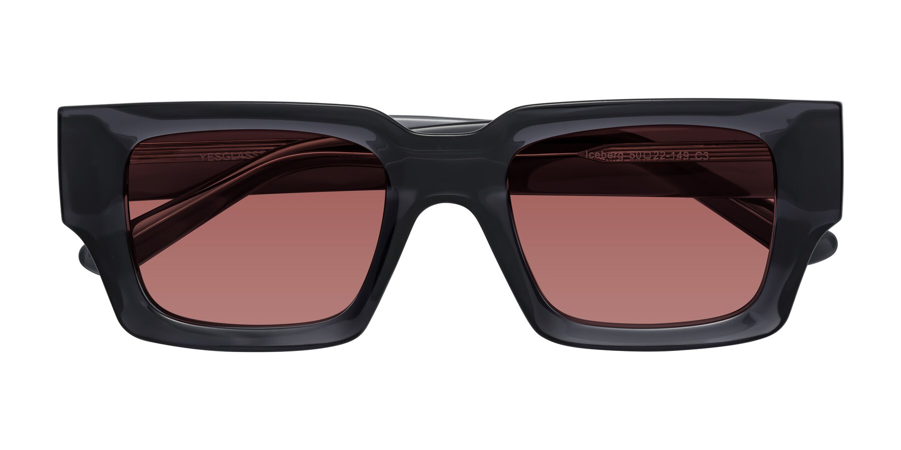 Folded Front of Iceberg in Dark Gray with Garnet Tinted Lenses