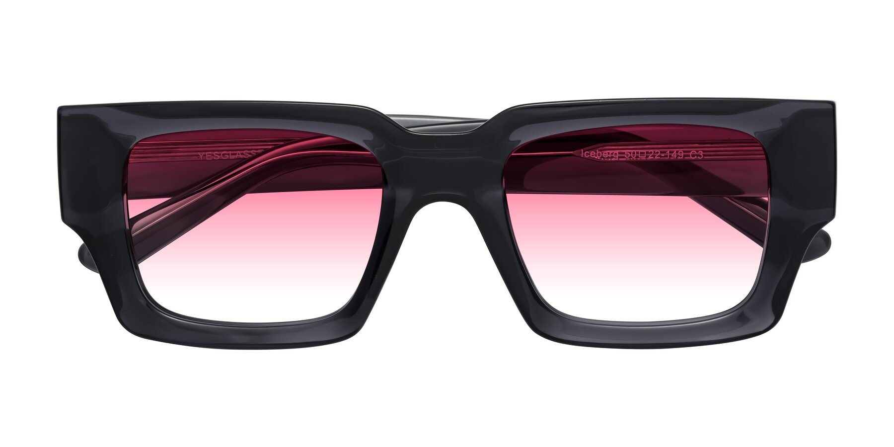 Folded Front of Iceberg in Dark Gray with Pink Gradient Lenses