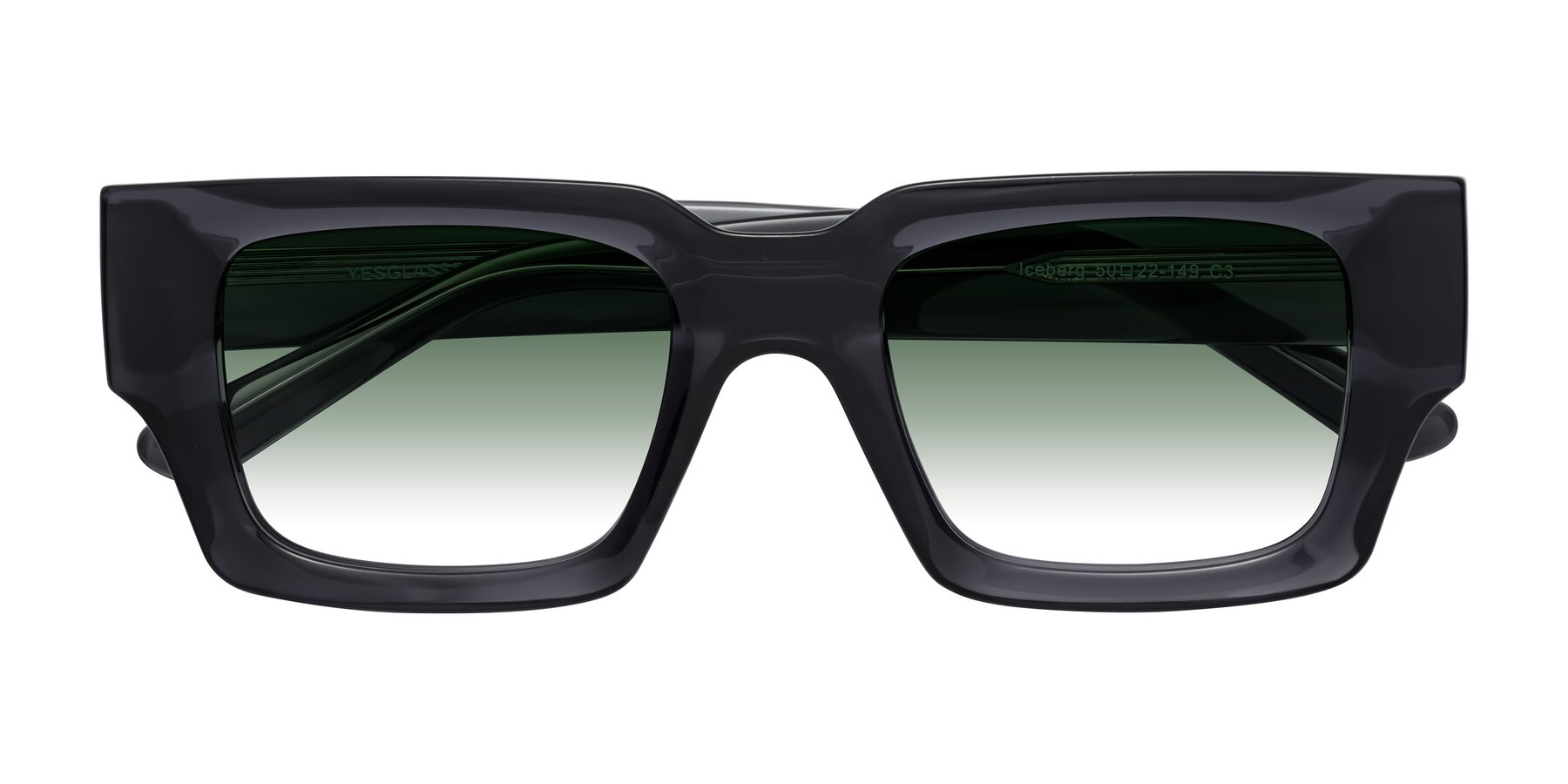 Folded Front of Iceberg in Dark Gray with Green Gradient Lenses