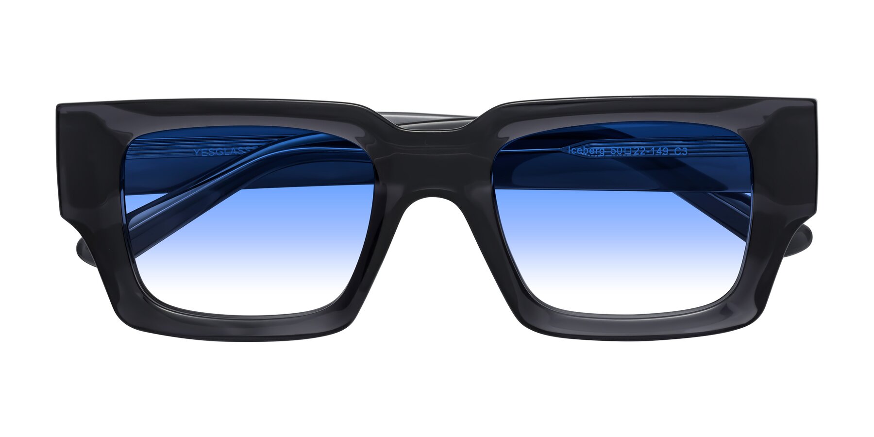 Folded Front of Iceberg in Dark Gray with Blue Gradient Lenses