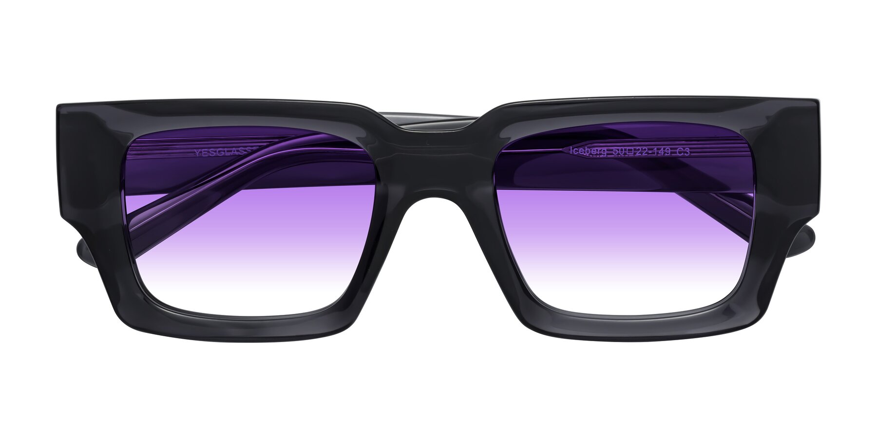 Folded Front of Iceberg in Dark Gray with Purple Gradient Lenses