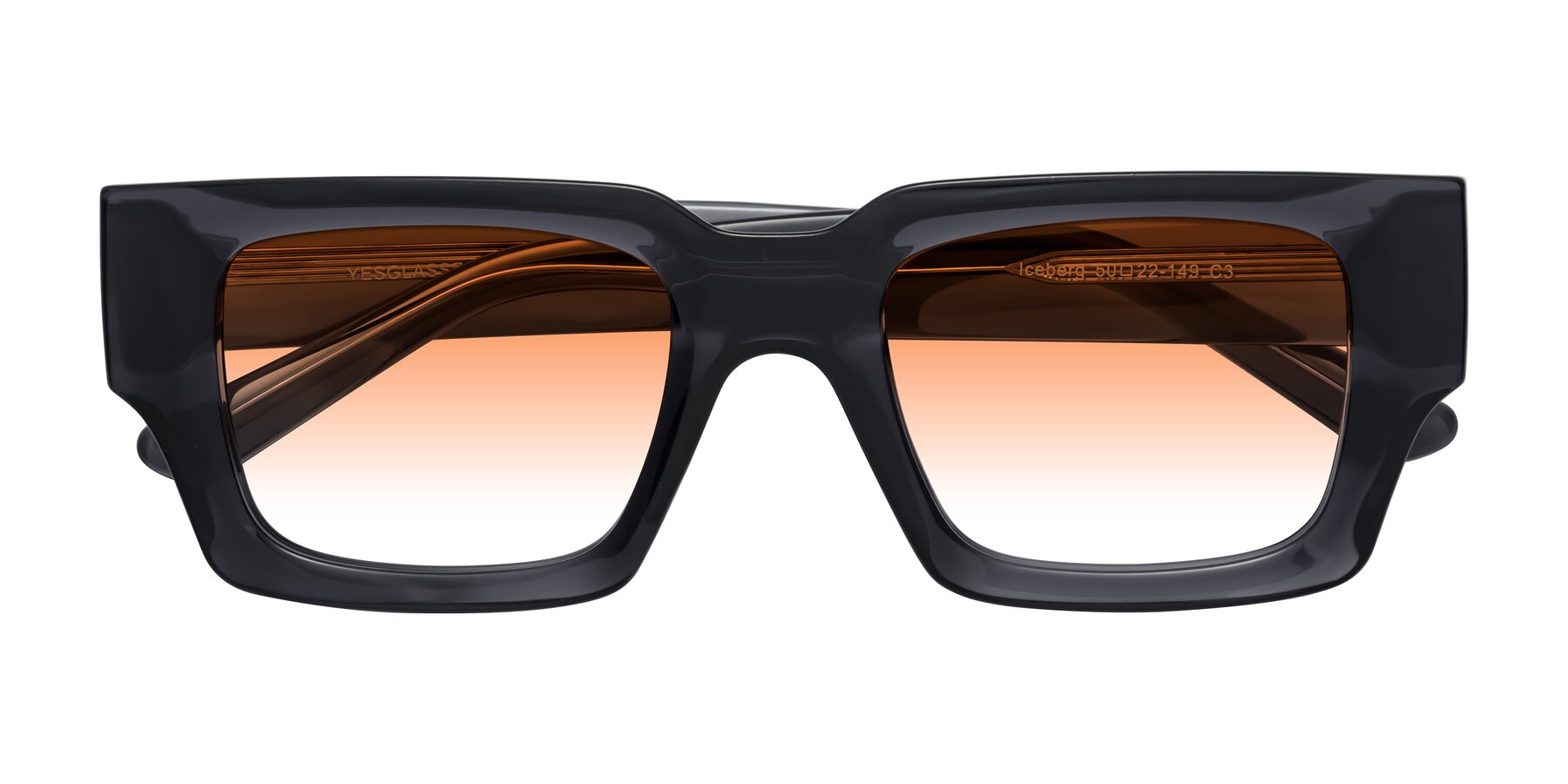 Folded Front of Iceberg in Dark Gray with Orange Gradient Lenses